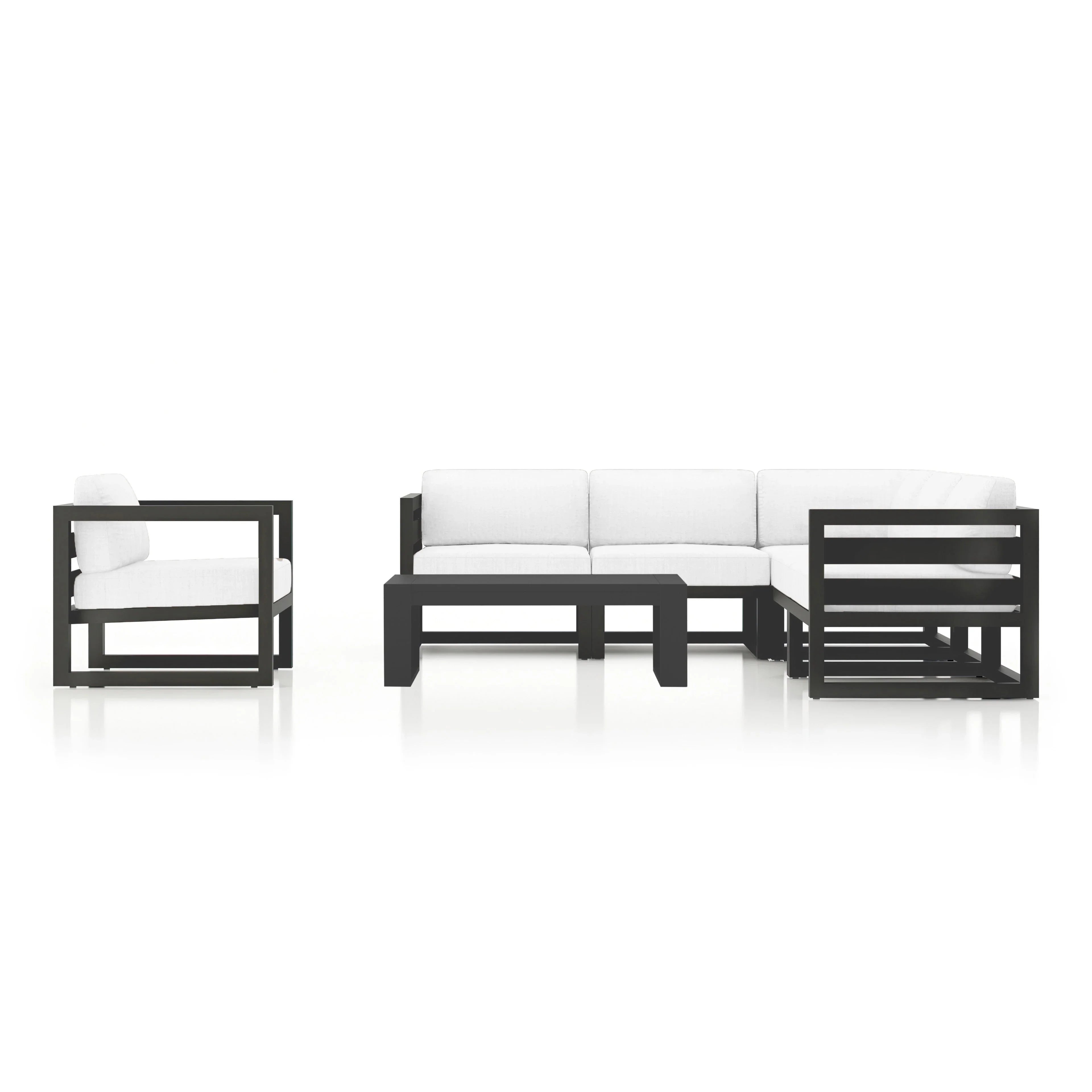 Avion 7 Piece Aluminum Sectional Set#Finish_Slate#Fabric_Canvas Natural