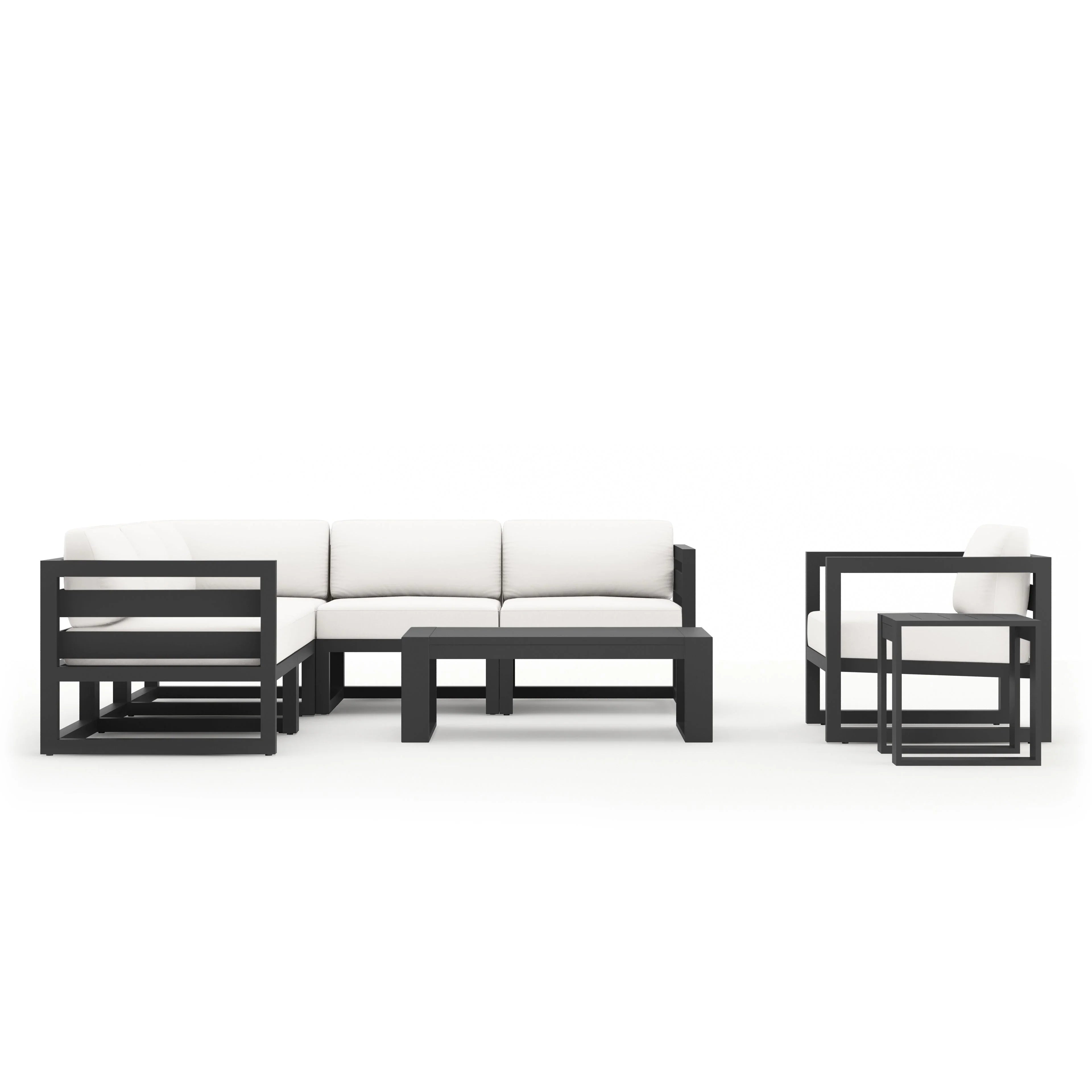 Avion 8 Piece Aluminum Sectional Set#Finish_Slate#Fabric_Canvas Natural