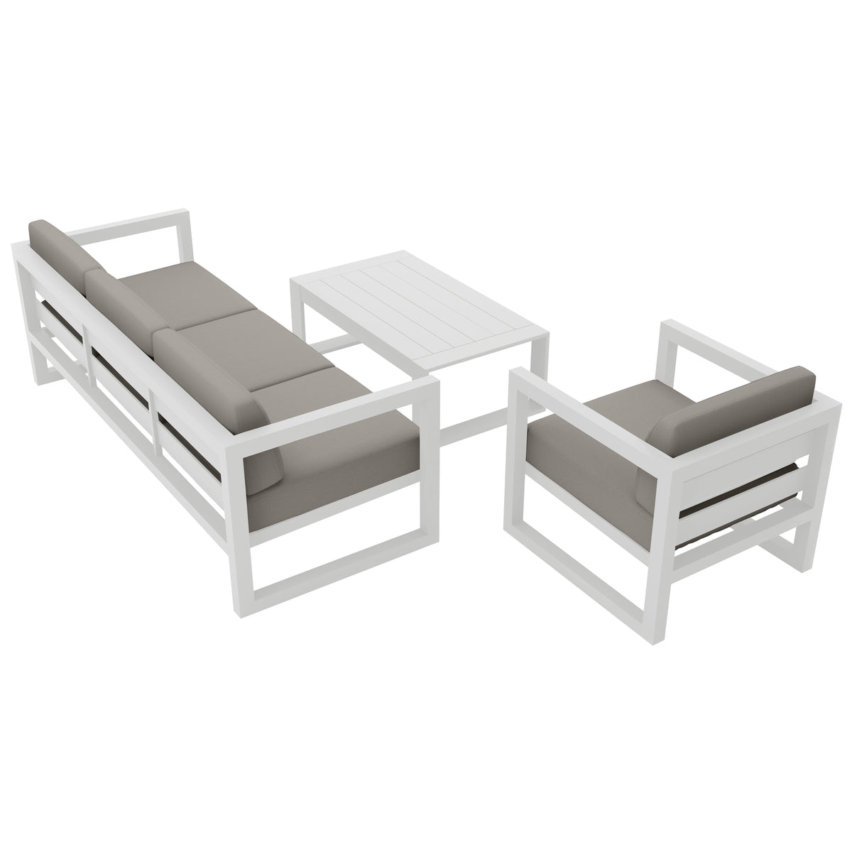 Avion 3 Piece Aluminum Sofa Set#Finish_White#Fabric_Canvas Charcoal