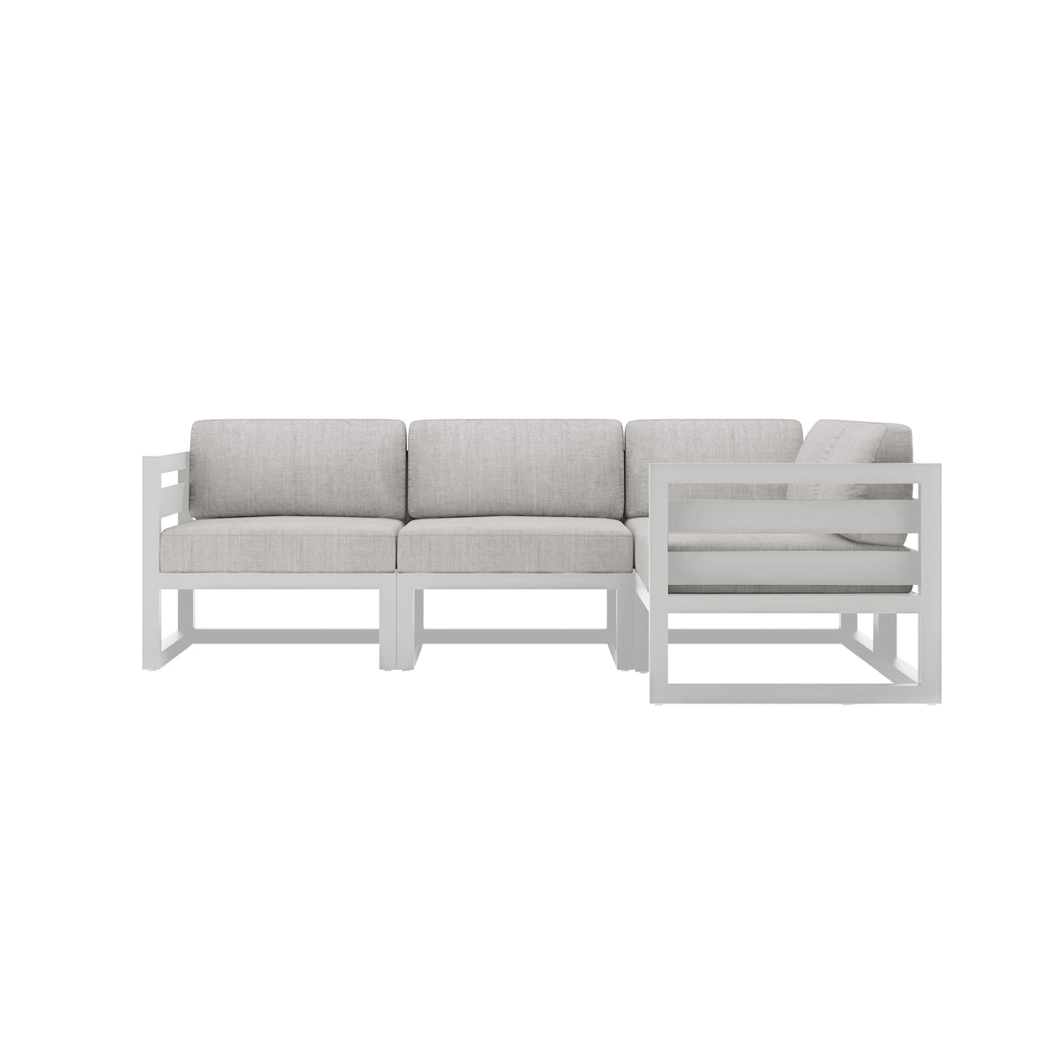 Avion 4 Piece Aluminum Sectional Set#Finish_White#Fabric_Cast Silver