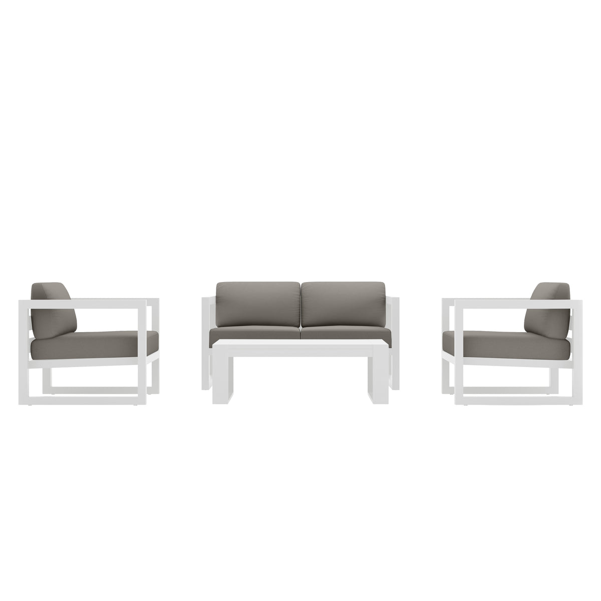 Avion 4 Piece Aluminum Loveseat Set#Finish_White#Fabric_Canvas Charcoal