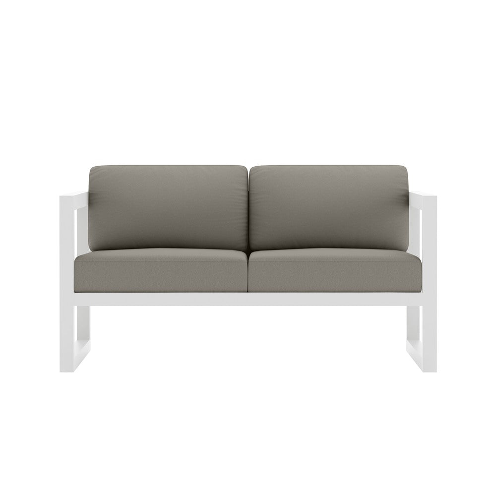 Avion Loveseat#Finish_White#Fabric_Canvas Charcoal