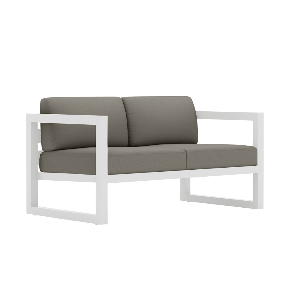 Avion Loveseat#Finish_White#Fabric_Canvas Charcoal