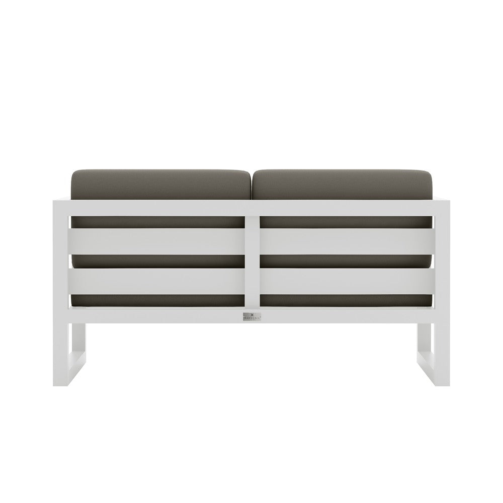 Avion Loveseat#Finish_White#Fabric_Canvas Charcoal