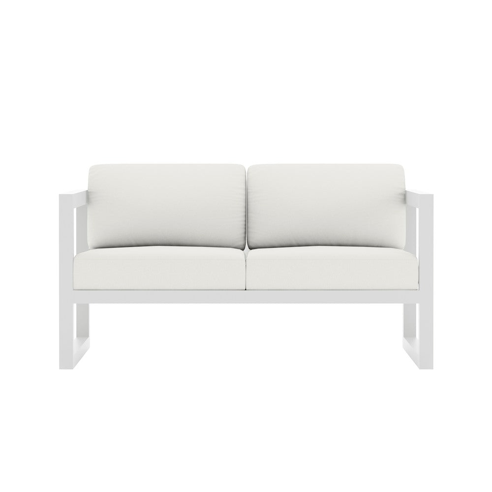 Avion Loveseat#Finish_White#Fabric_Canvas Natural