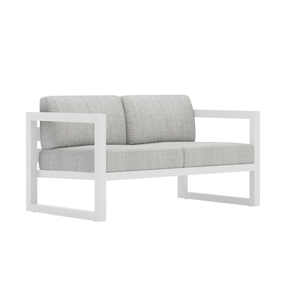Avion Loveseat#Finish_White#Fabric_Cast Silver