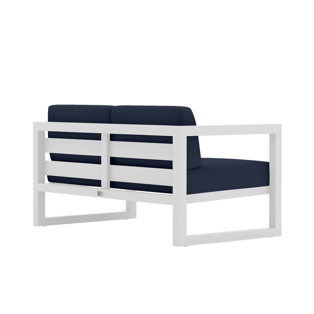 Avion Loveseat#Finish_White#Fabric_Spectrum Indigo