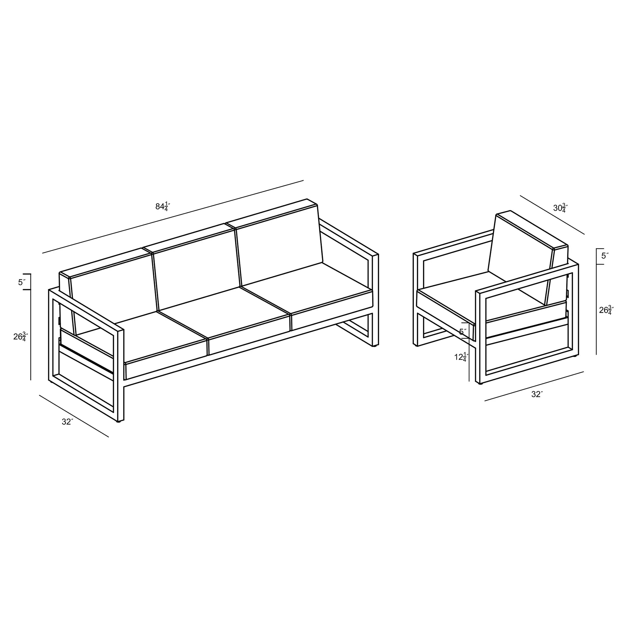 Avion 2 Piece Sofa Set