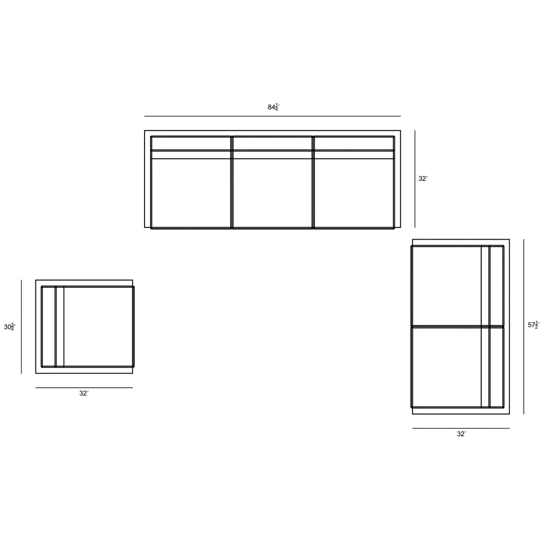 Avion 3 Piece Sofa Loveseat Set