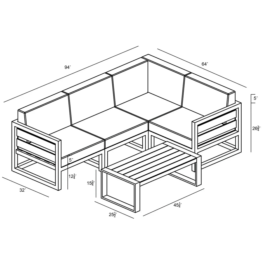 Avion 5 Piece Sectional Set
