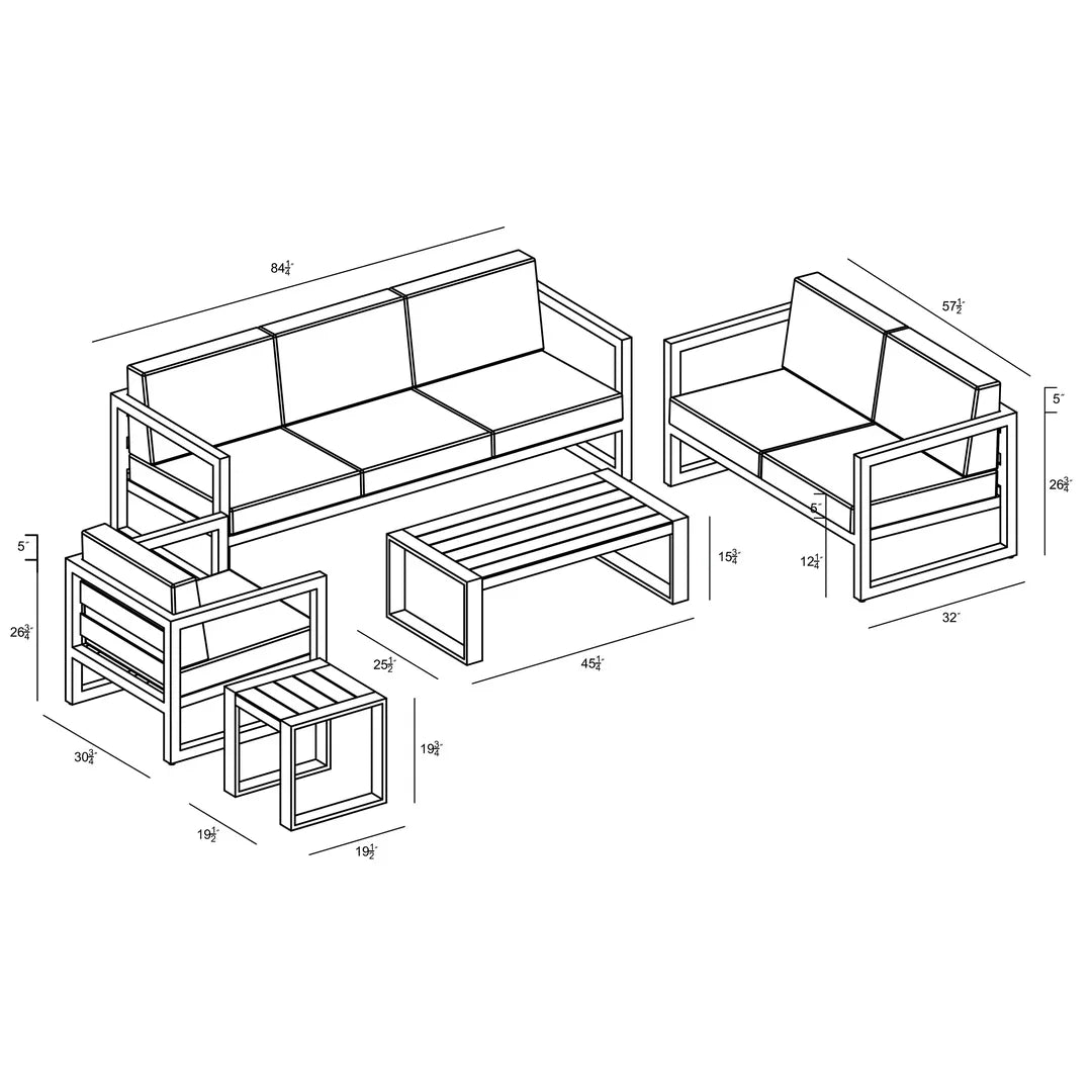 Avion 5 Piece Sofa Set