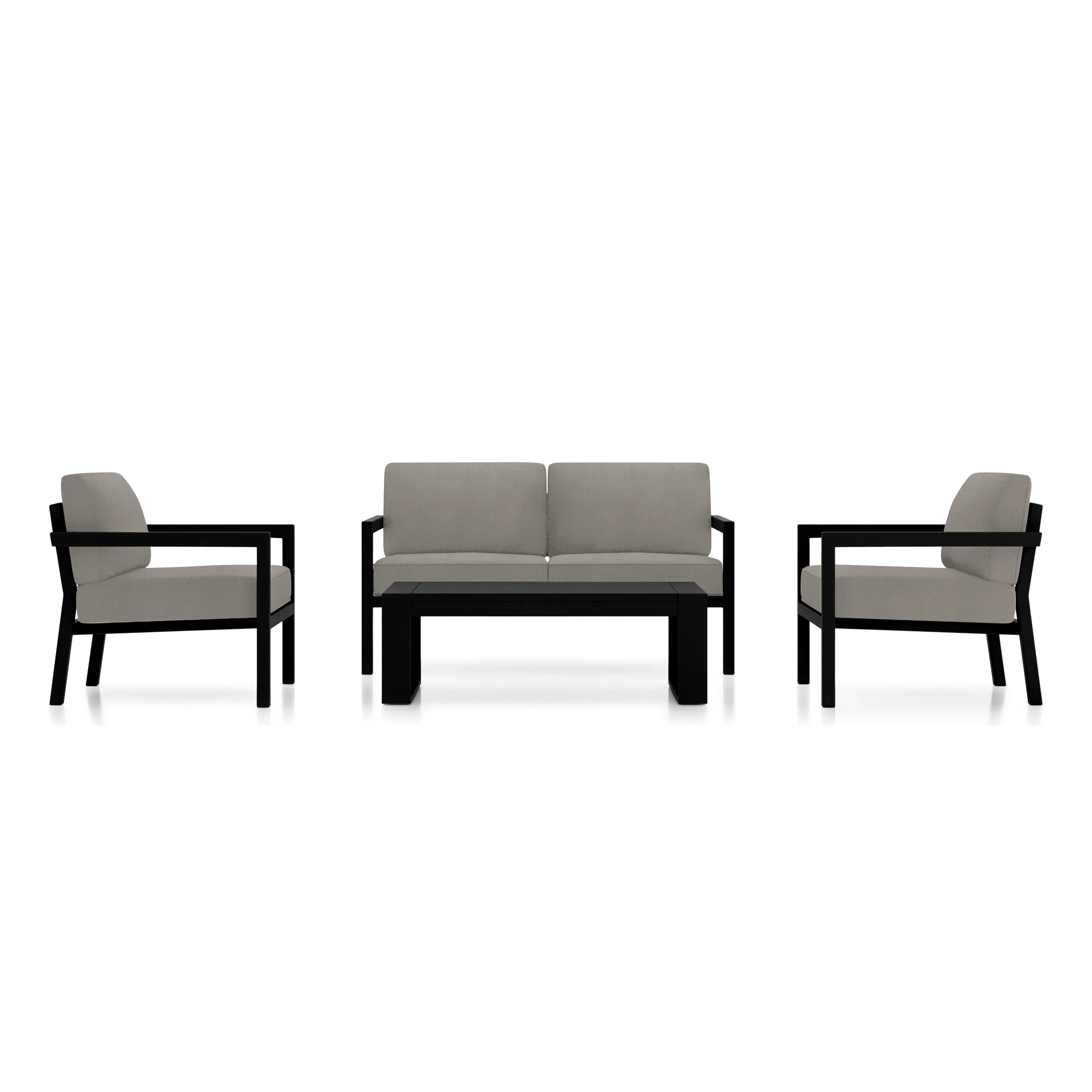 Pacifica 4 Piece Sofa Set#Finish_Black#Fabric_Canvas Charcoal