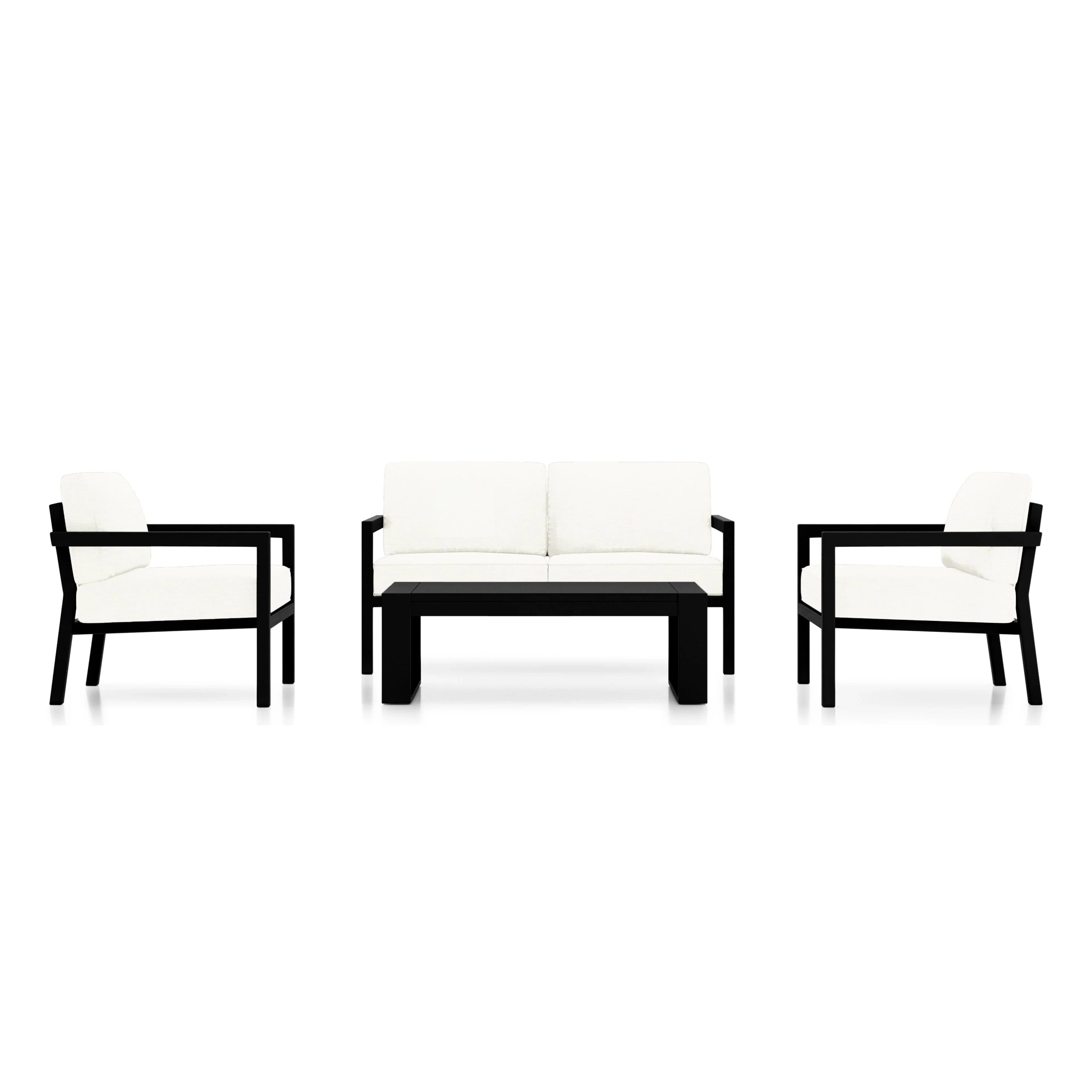 Pacifica 4 Piece Sofa Set#Finish_Black#Fabric_Canvas Natural