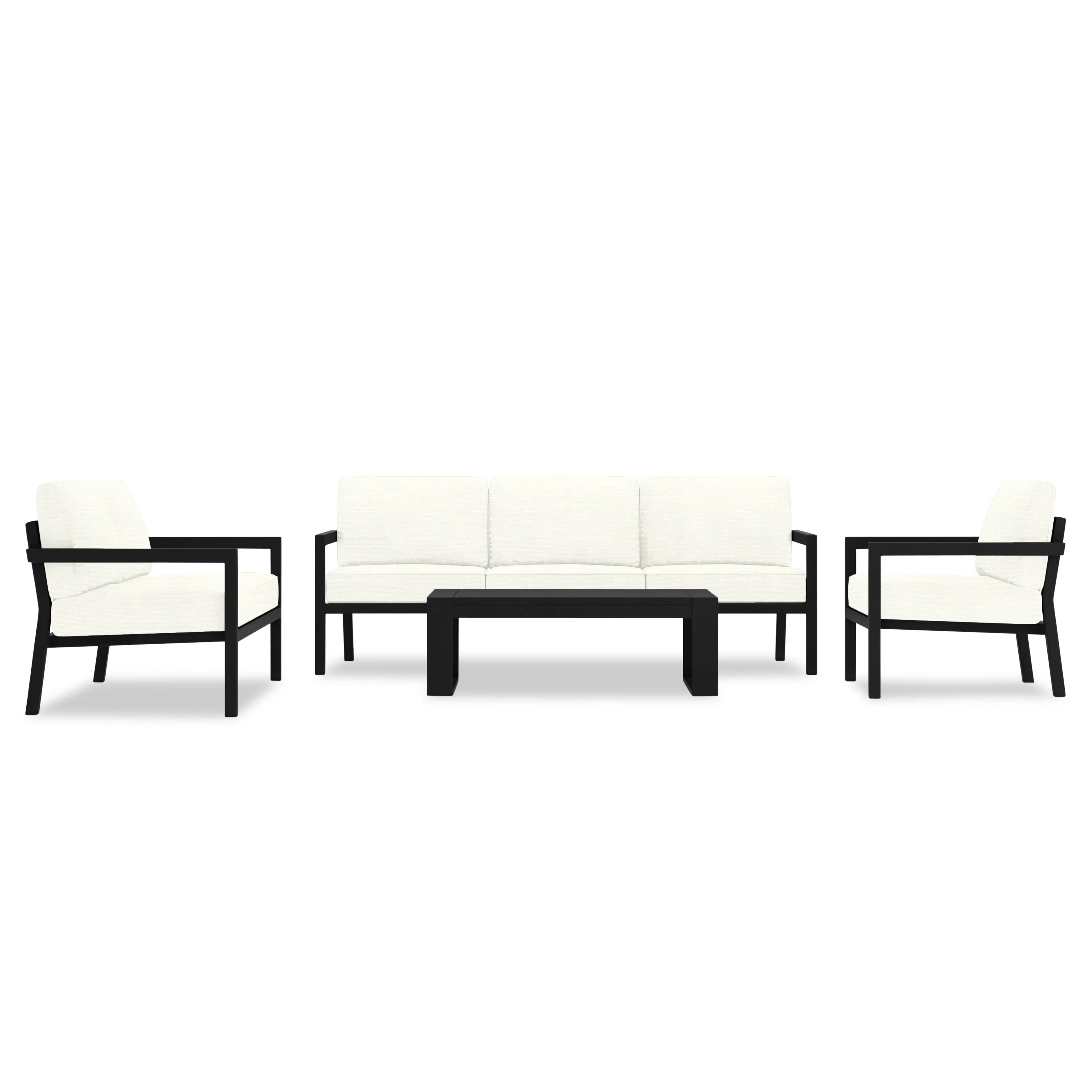 Pacifica 5 Piece Sofa Set#Finish_Black#Fabric_Canvas Natural