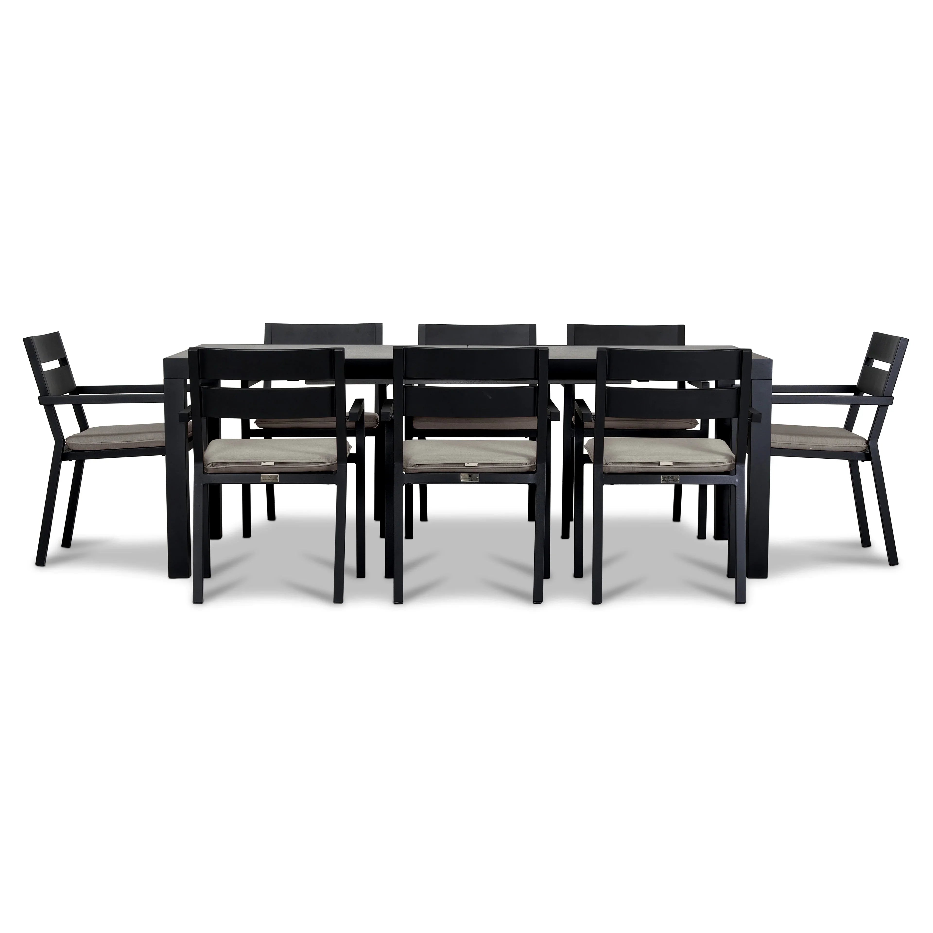 Pacifica 9 Piece Extendable Dining Set#Finish_Black#Fabric_Cast Silver