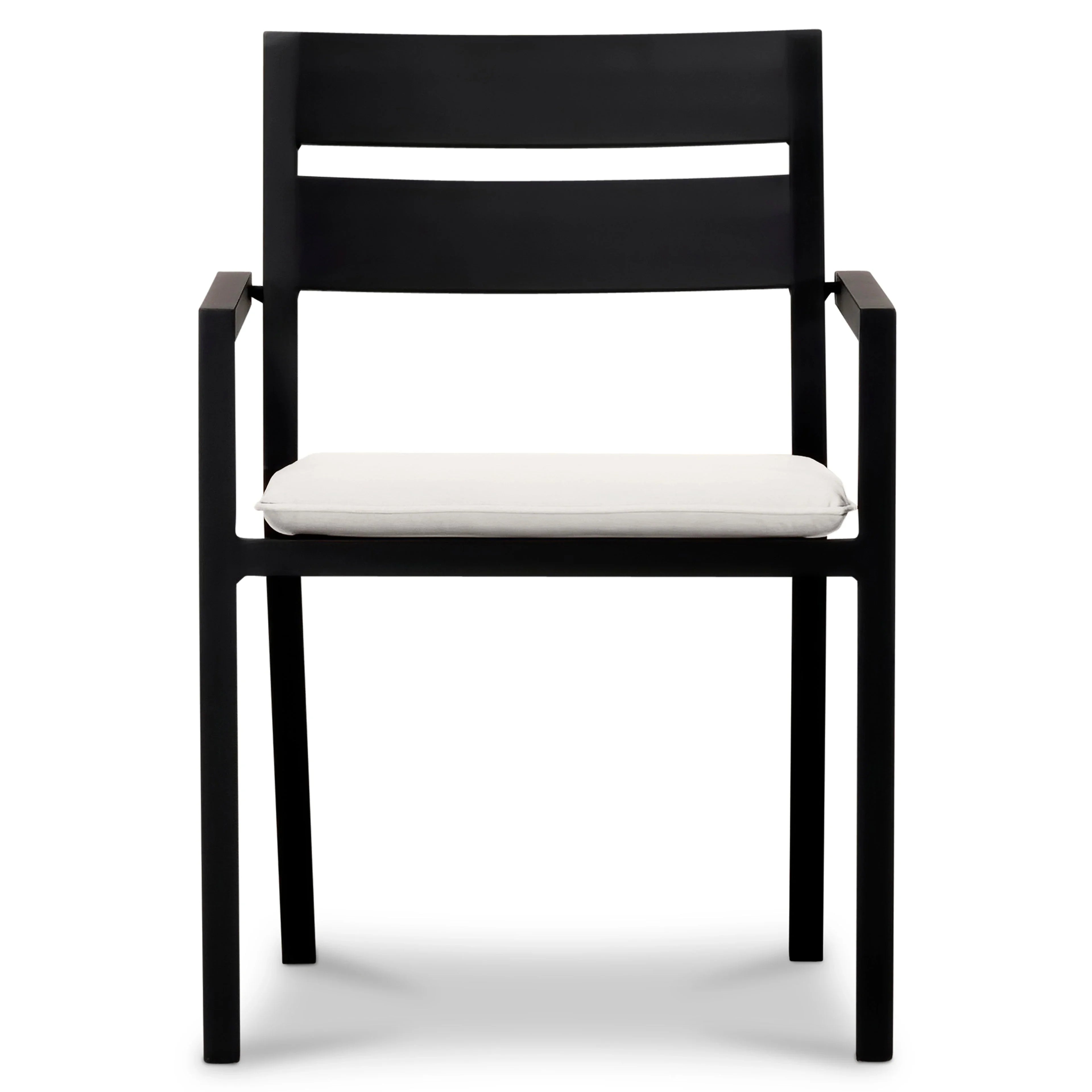 Pacifica Aluminum Dining Arm Chair#Finish_Black#Fabric_Canvas Natural