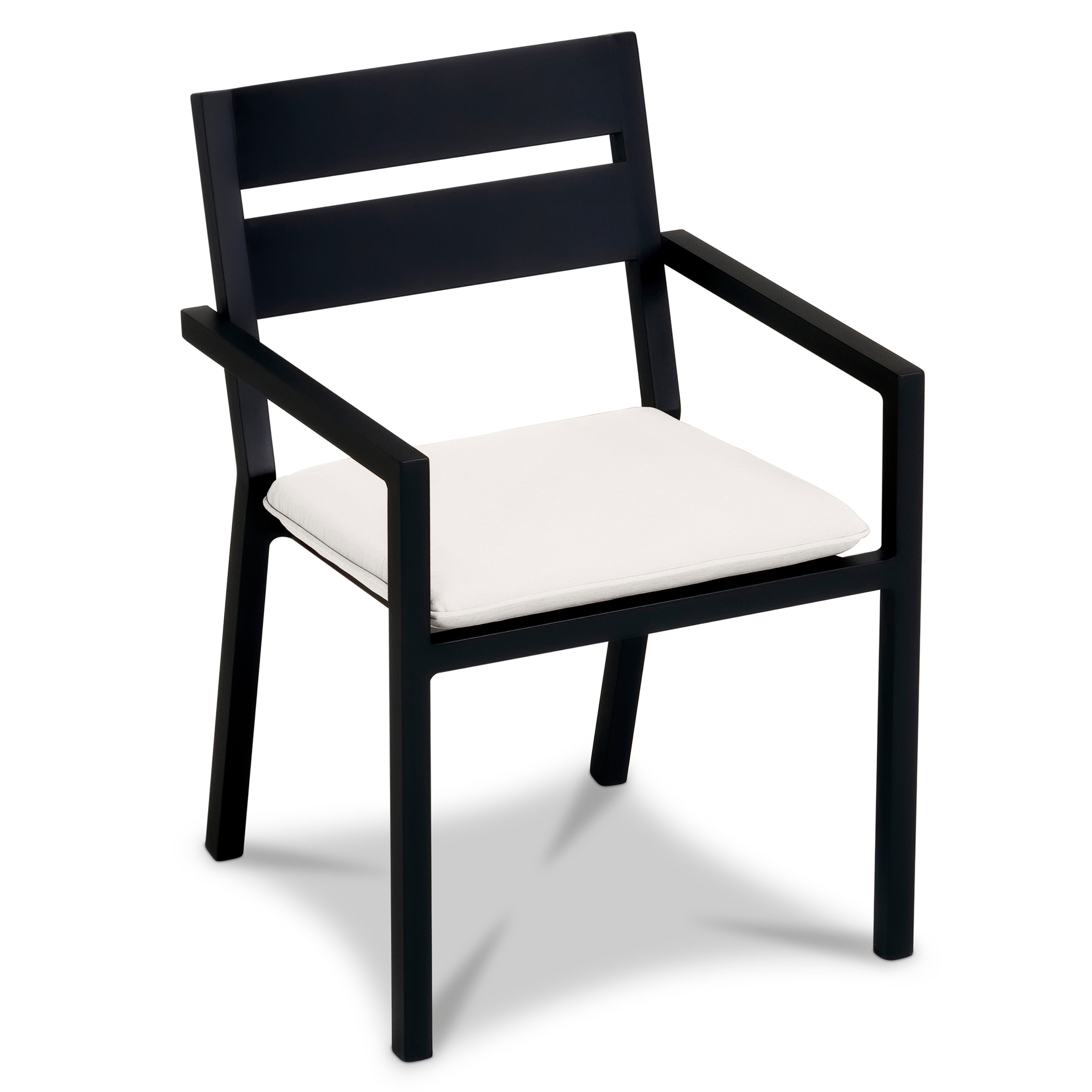 Pacifica Aluminum Dining Arm Chair#Finish_Black#Fabric_Canvas Natural