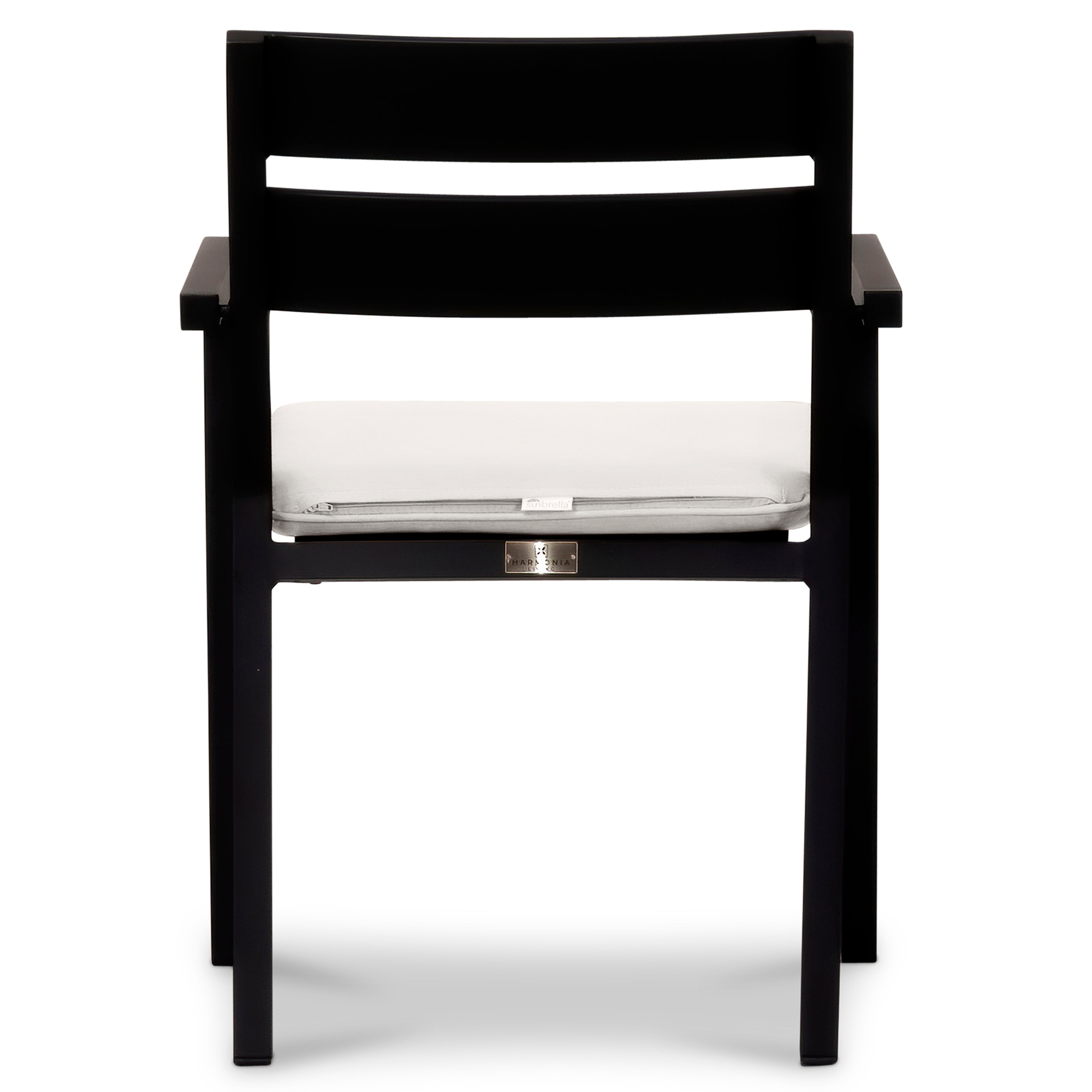Pacifica Aluminum Dining Arm Chair#Finish_Black#Fabric_Canvas Natural