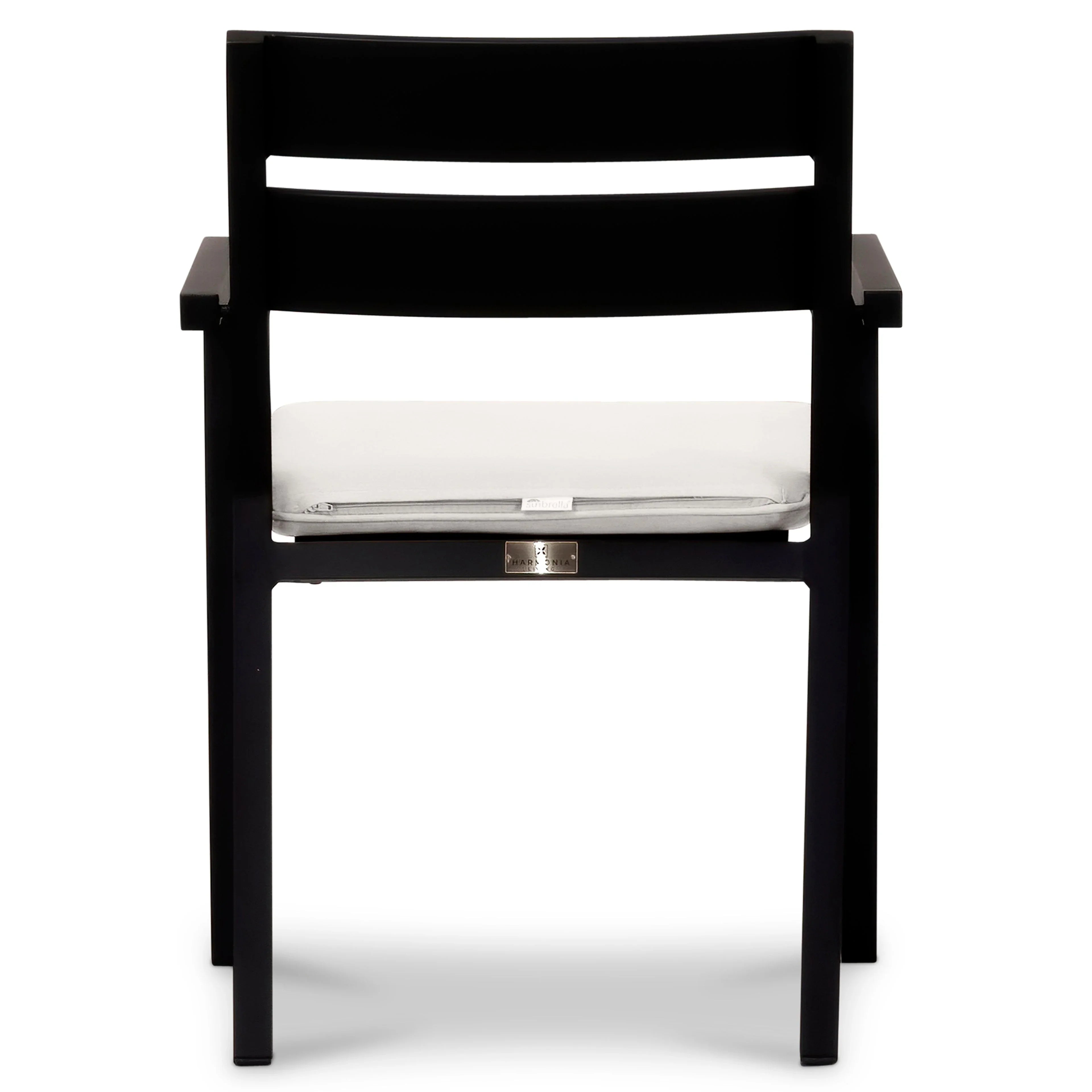 Pacifica Aluminum Dining Arm Chair#Finish_Black#Fabric_Canvas Natural