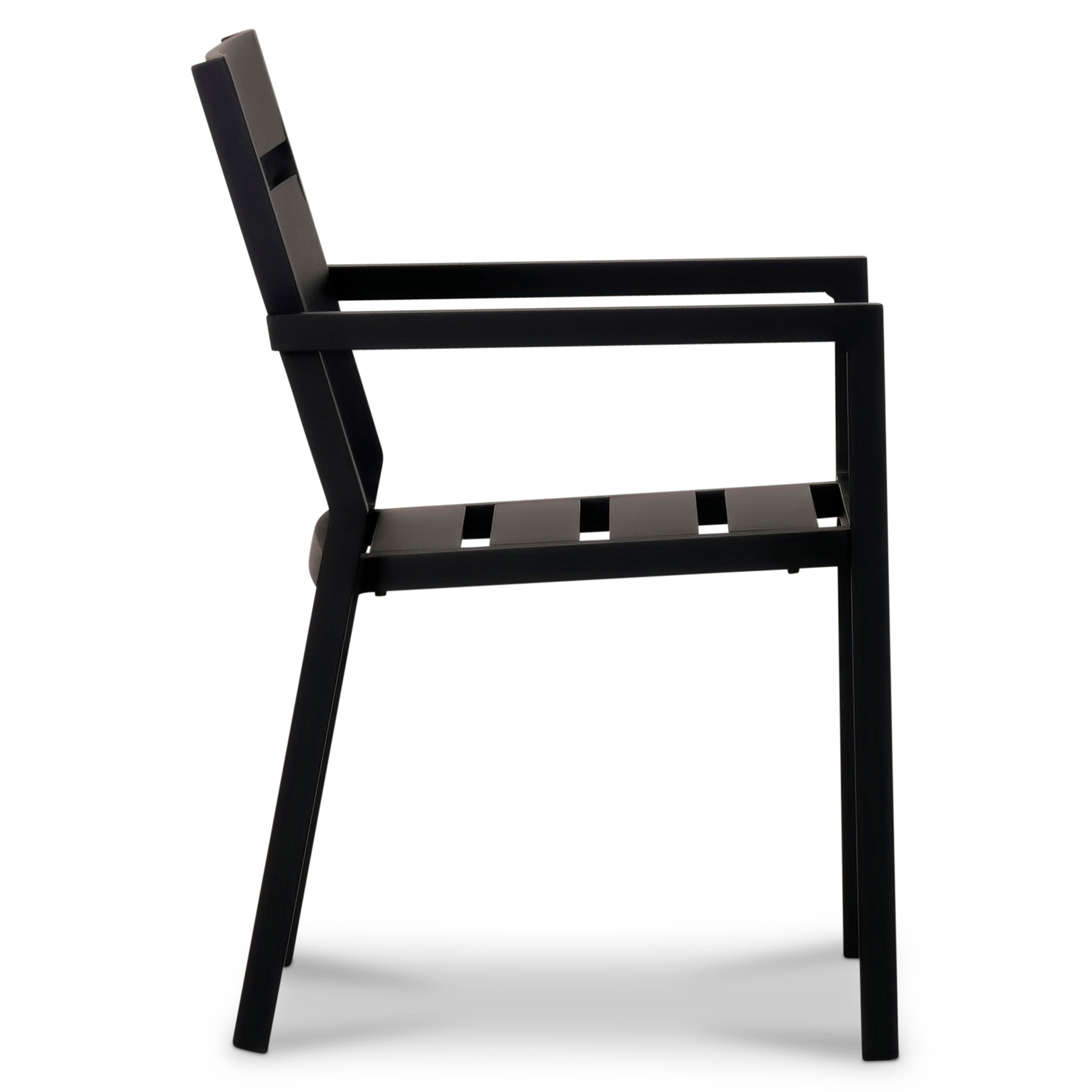 Pacifica Aluminum Dining Arm Chair#Finish_Black