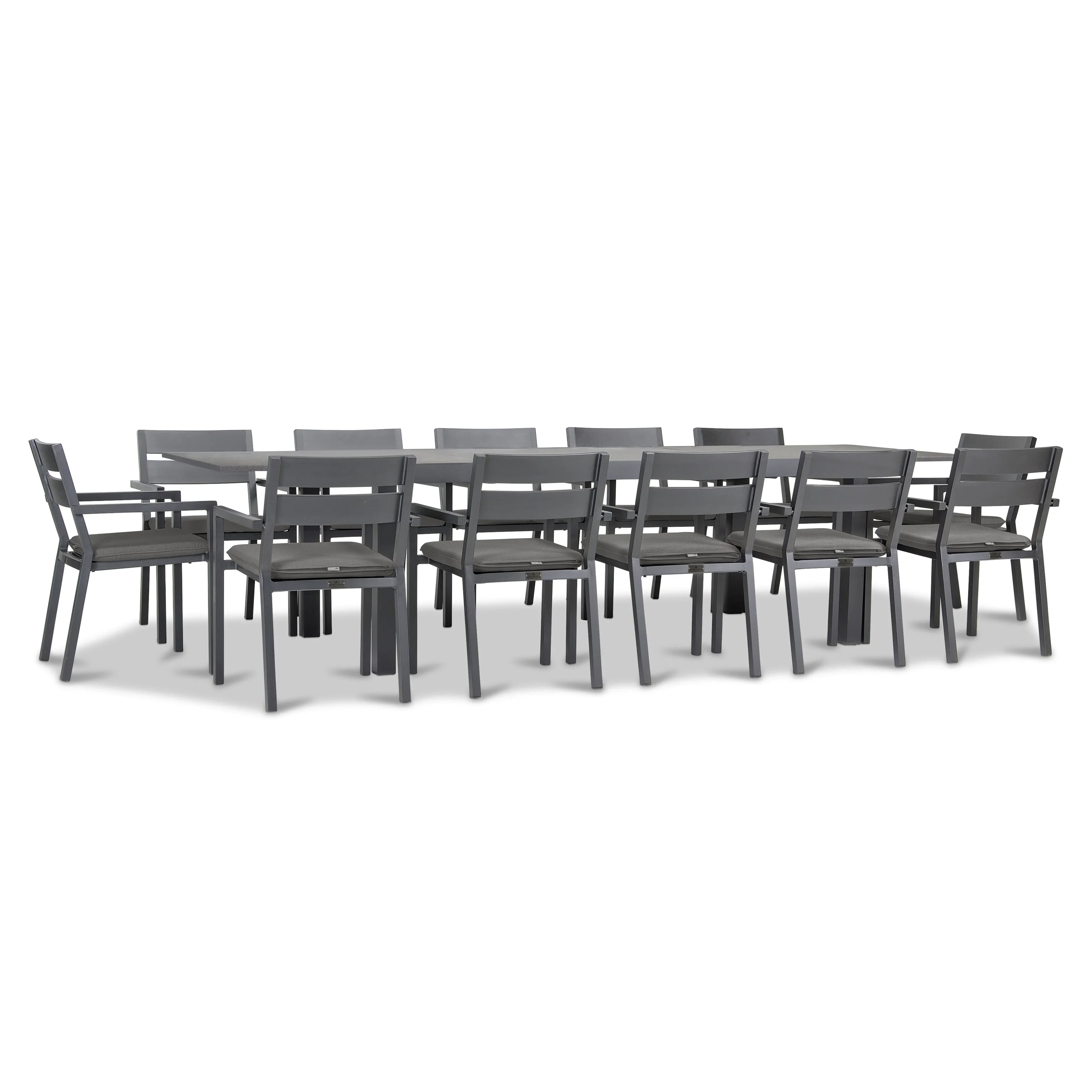 Pacifica 13 Piece Aluminum Extendable Dining Set#Finish_Slate#Fabric_Canvas Charcoal
