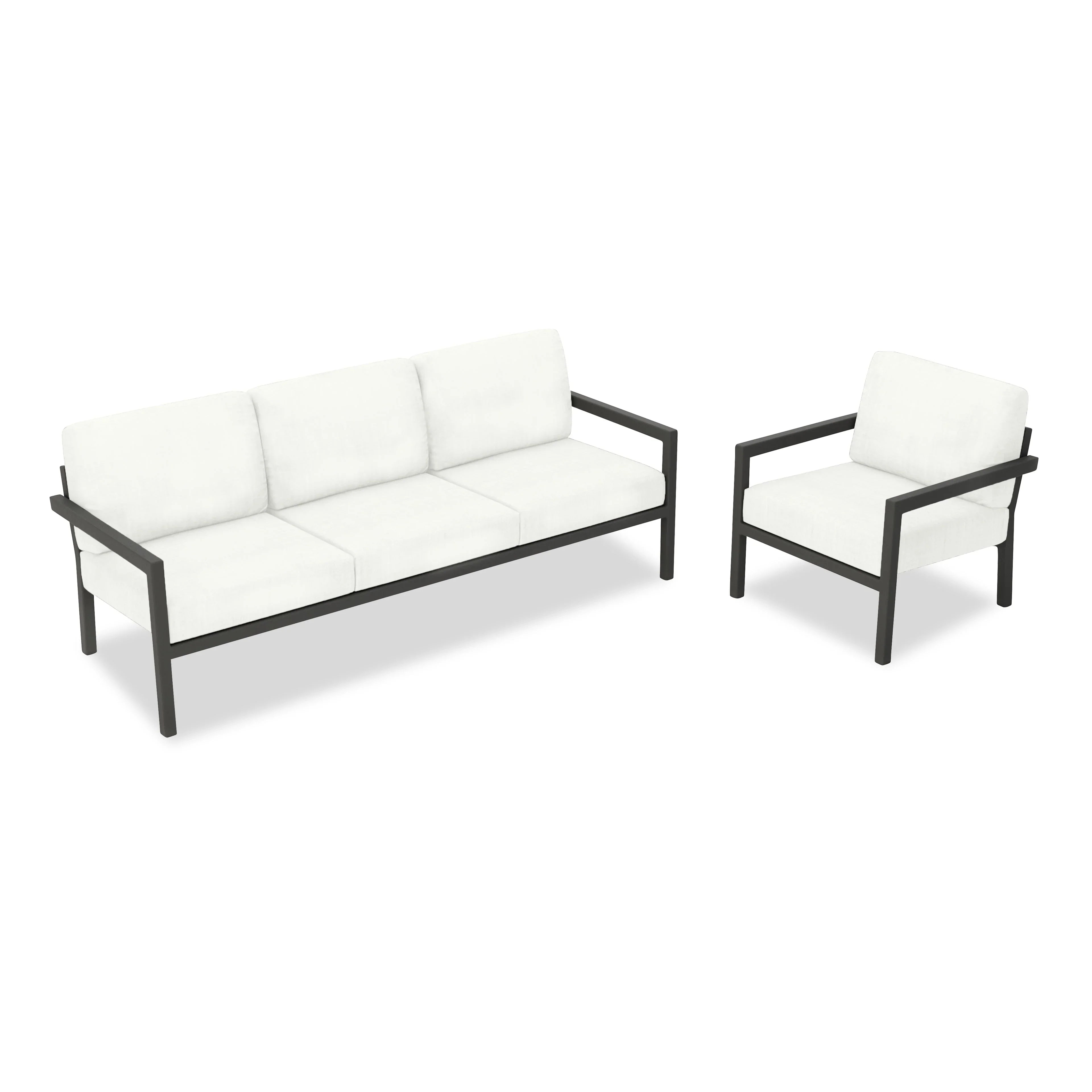 Pacifica 2 Piece Aluminum Sofa Set#Finish_Slate#Fabric_Canvas Natural