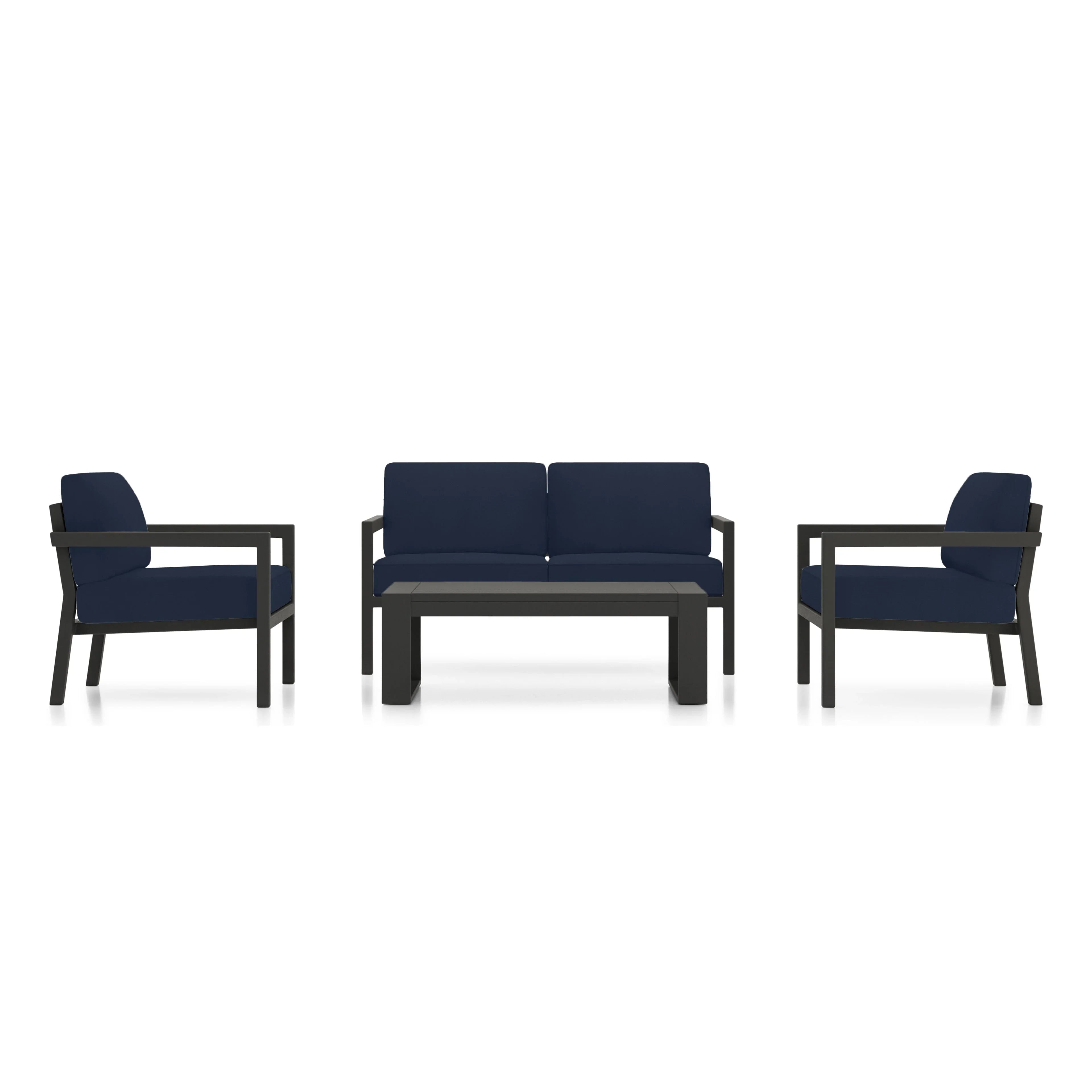 Pacifica 4 Piece Sofa Set#Finish_Slate#Fabric_Spectrum Indigo