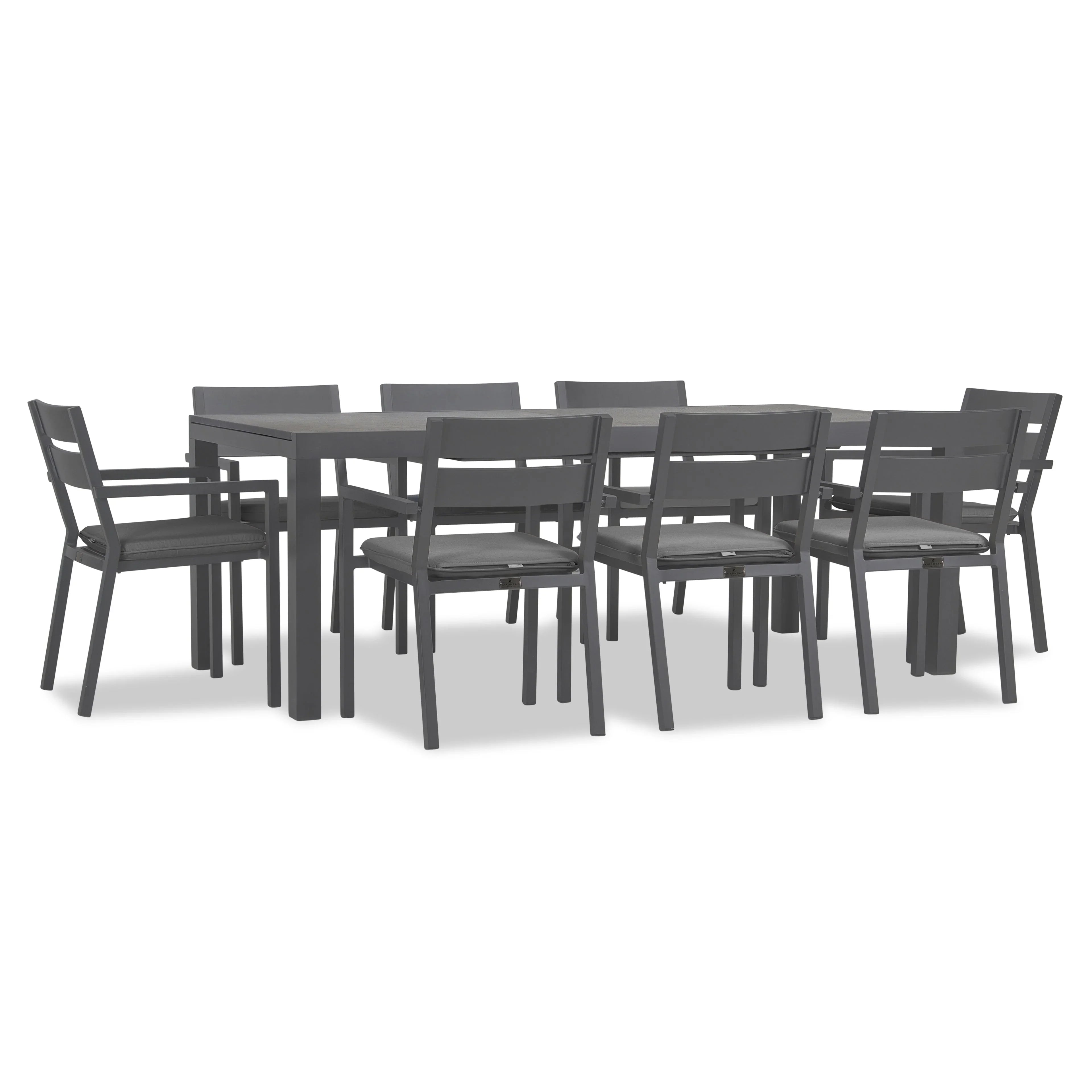 Pacifica 9 Piece Extendable Dining Set#Finish_Slate#Fabric_Canvas Charcoal