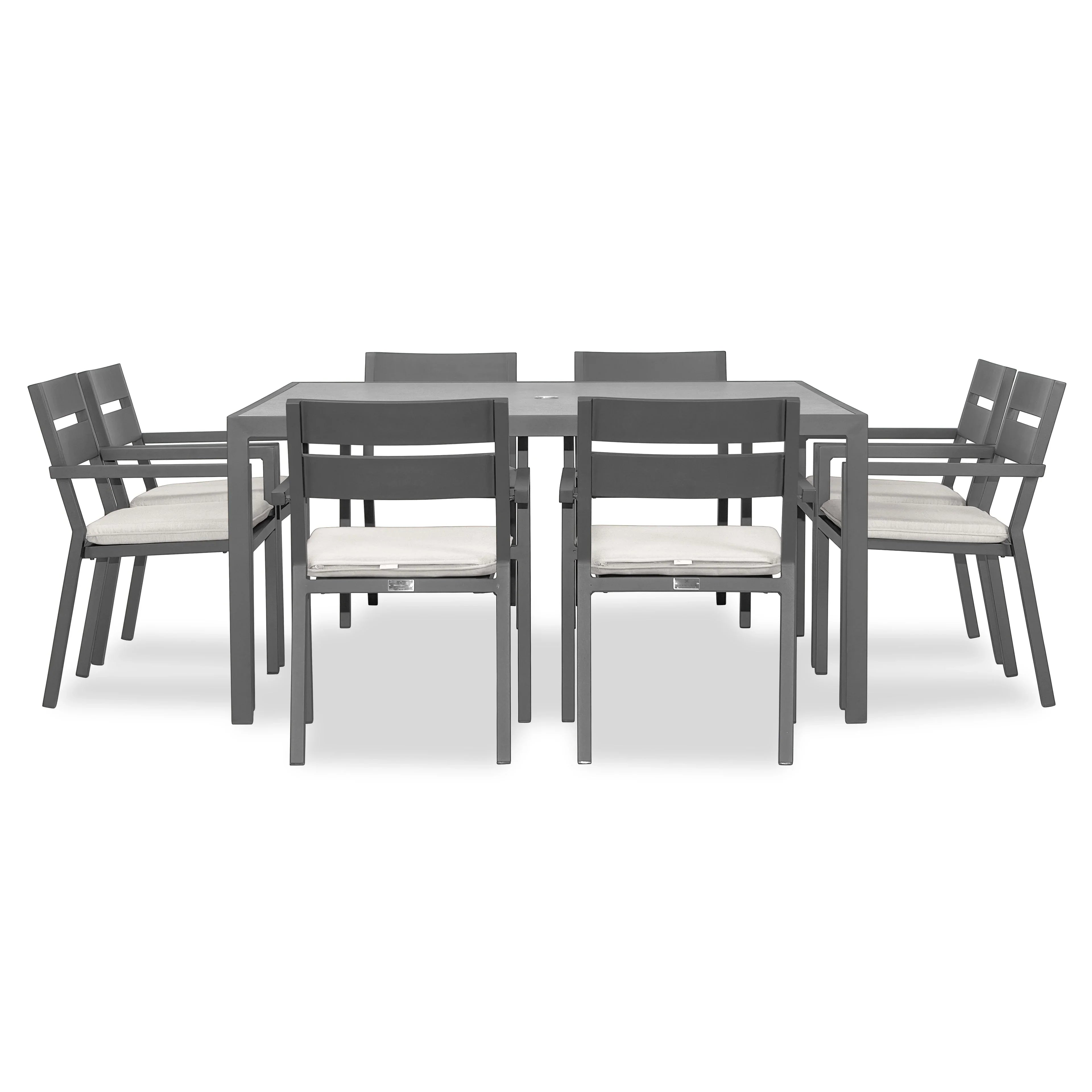 Pacifica 9 Piece Square Dining Set#Finish_Slate#Fabric_Canvas Natural