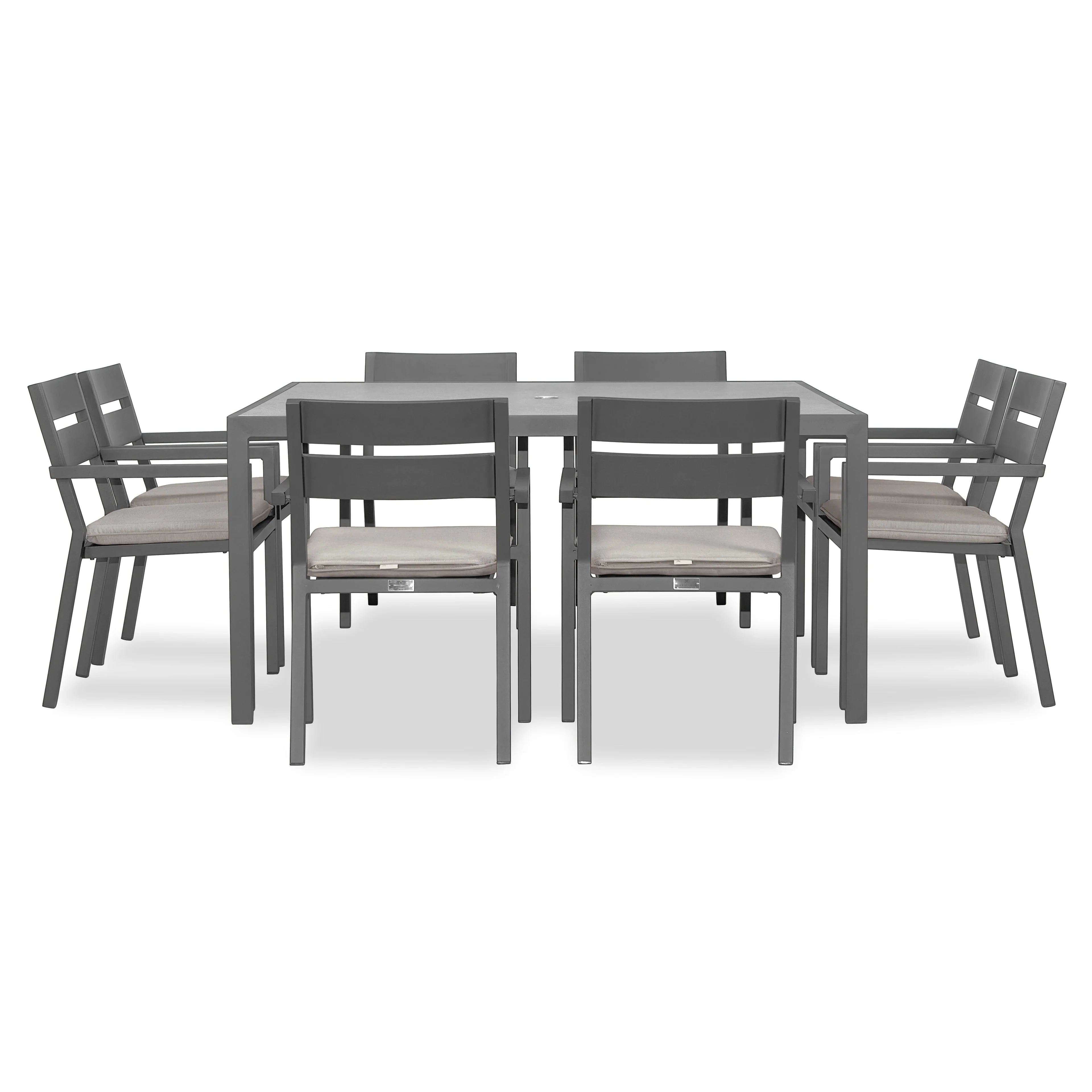 Pacifica 9 Piece Square Dining Set#Finish_Slate#Fabric_Cast Silver