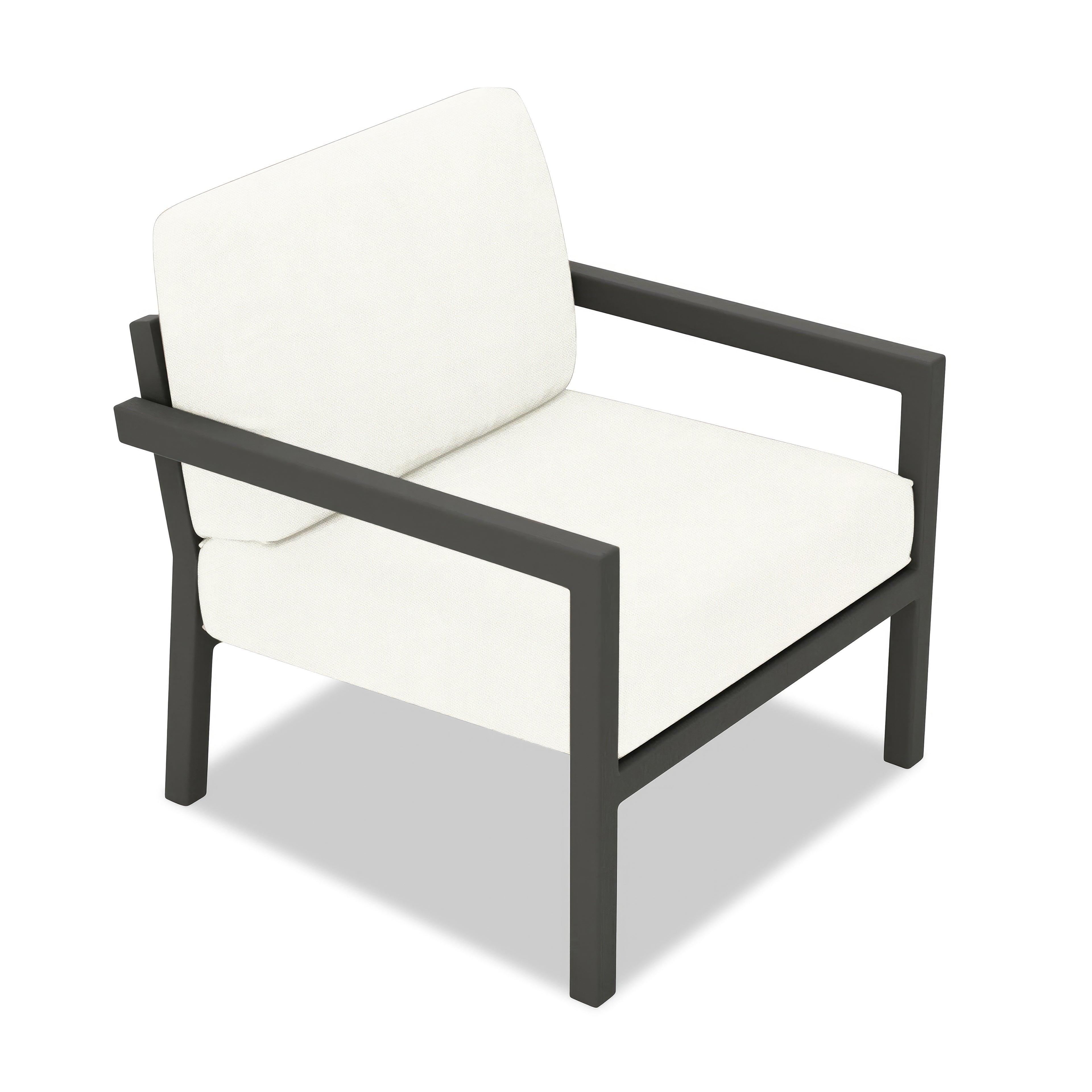 Pacifica Aluminum Club Chair#Finish_Slate#Fabric_Canvas Natural