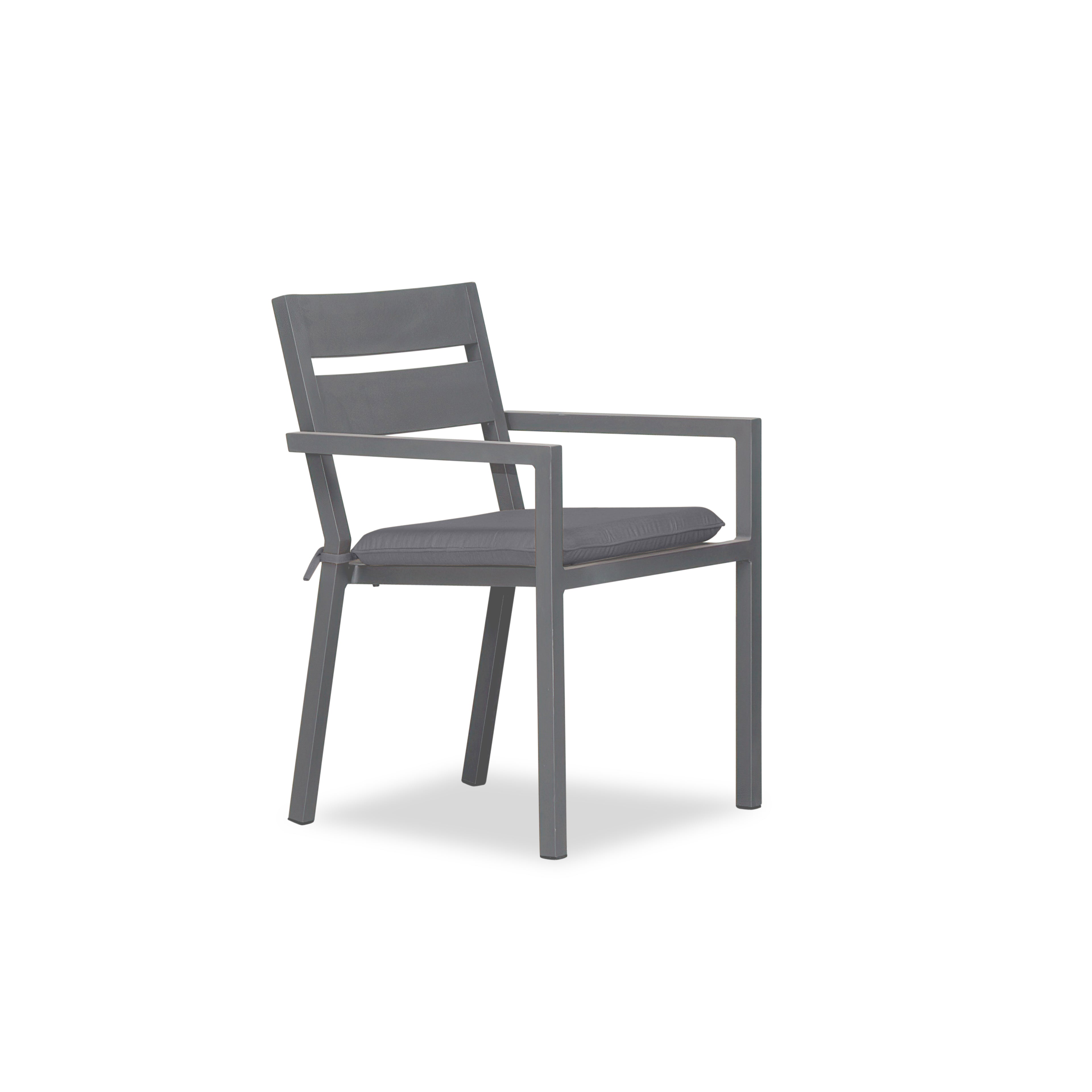 Pacifica Aluminum Dining Arm Chair#Finish_Slate#Fabric_Canvas Charcoal