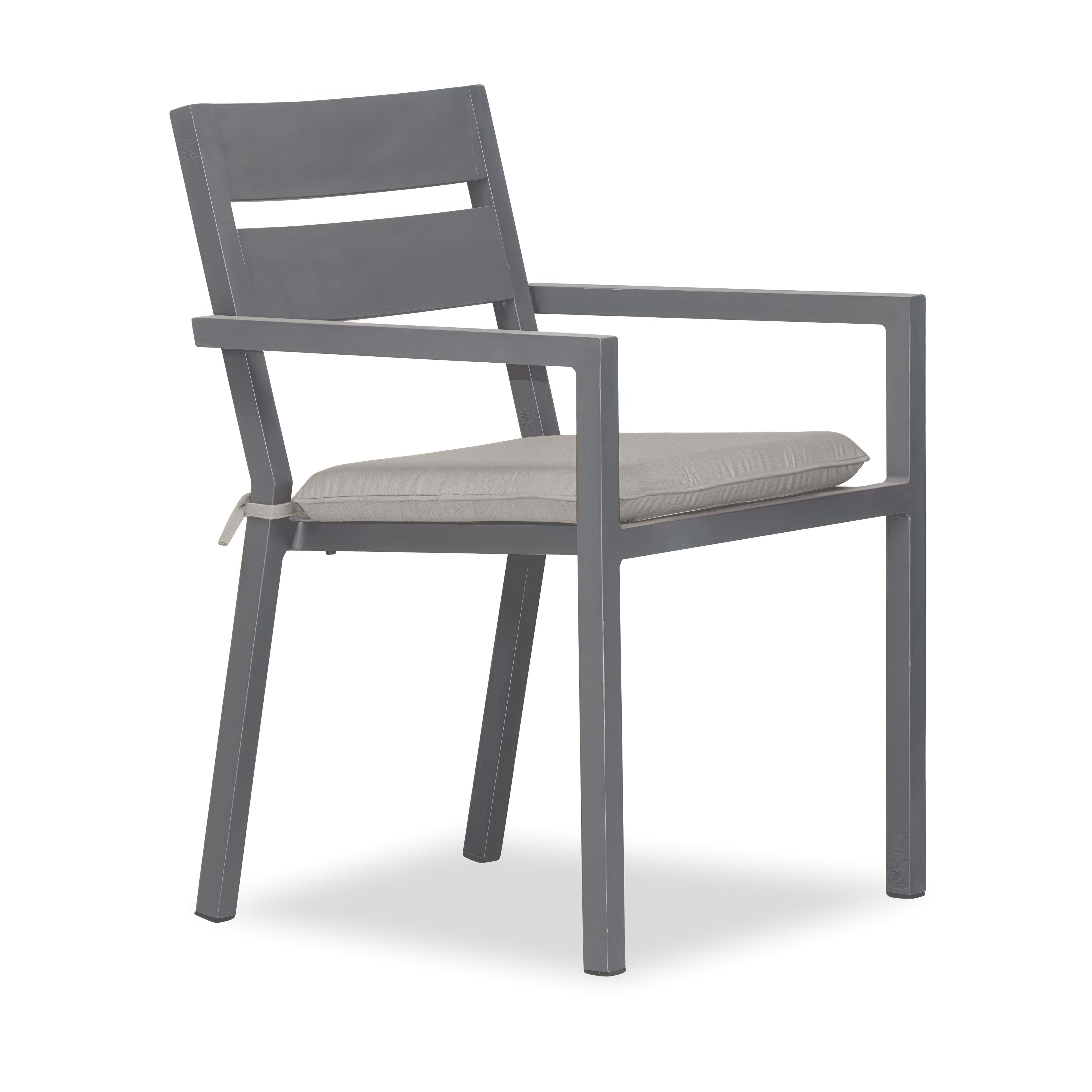 Pacifica Aluminum Dining Arm Chair#Finish_Slate#Fabric_Cast Silver