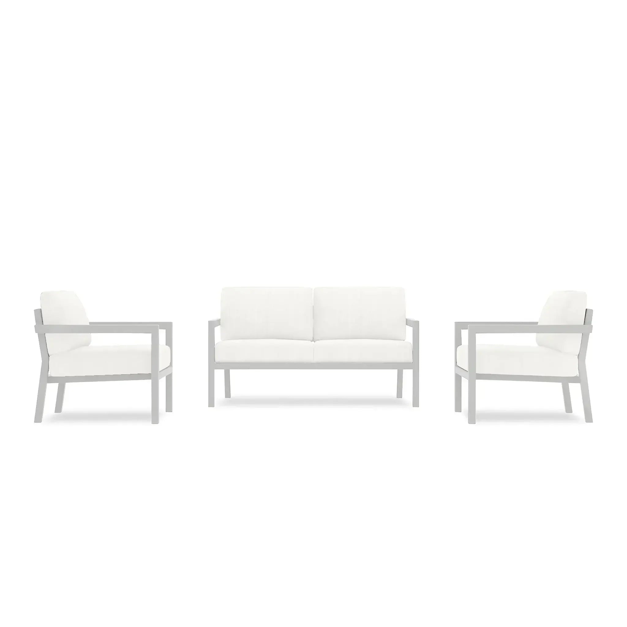 Pacifica 3 Piece Aluminum Loveseat#Finish_White#Fabric_Canvas Natural