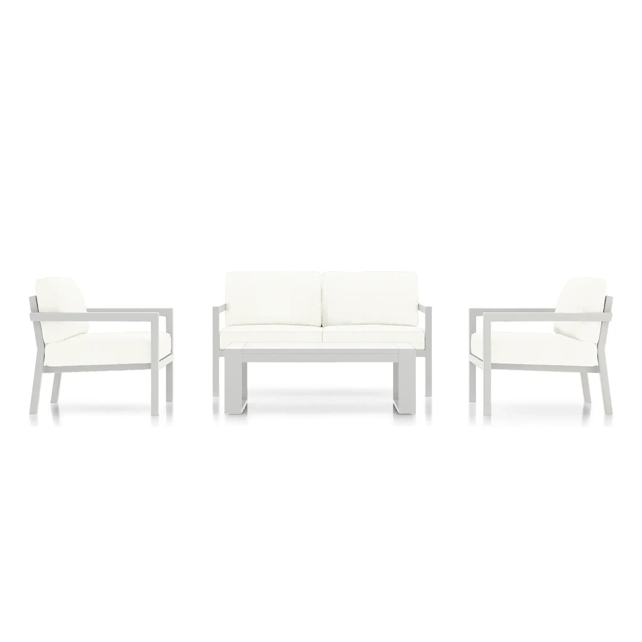 Pacifica 4 Piece Sofa Set#Finish_White#Fabric_Canvas Natural