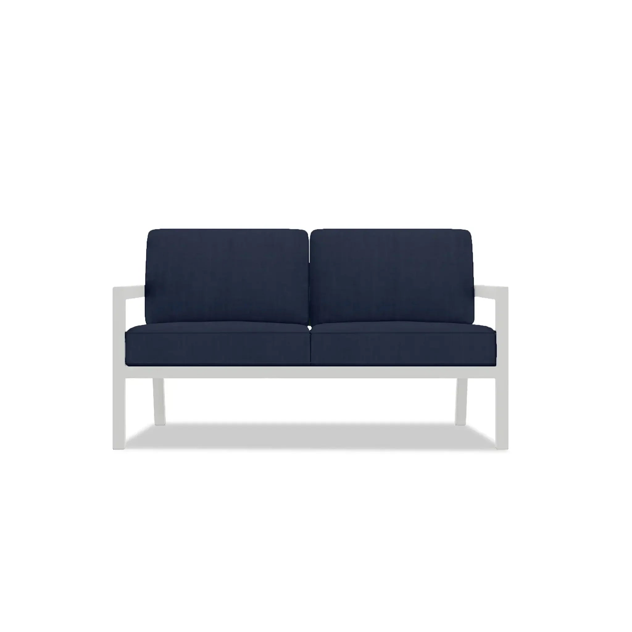 Pacifica Loveseat Aluminum#Finish_White#Fabric_Spectrum Indigo
