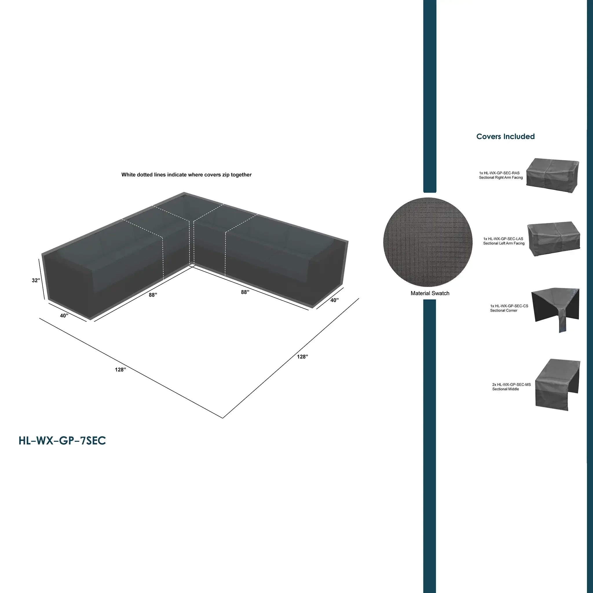 Harmonia Living WeatherX Covers For 7 Piece Sectional Set 1