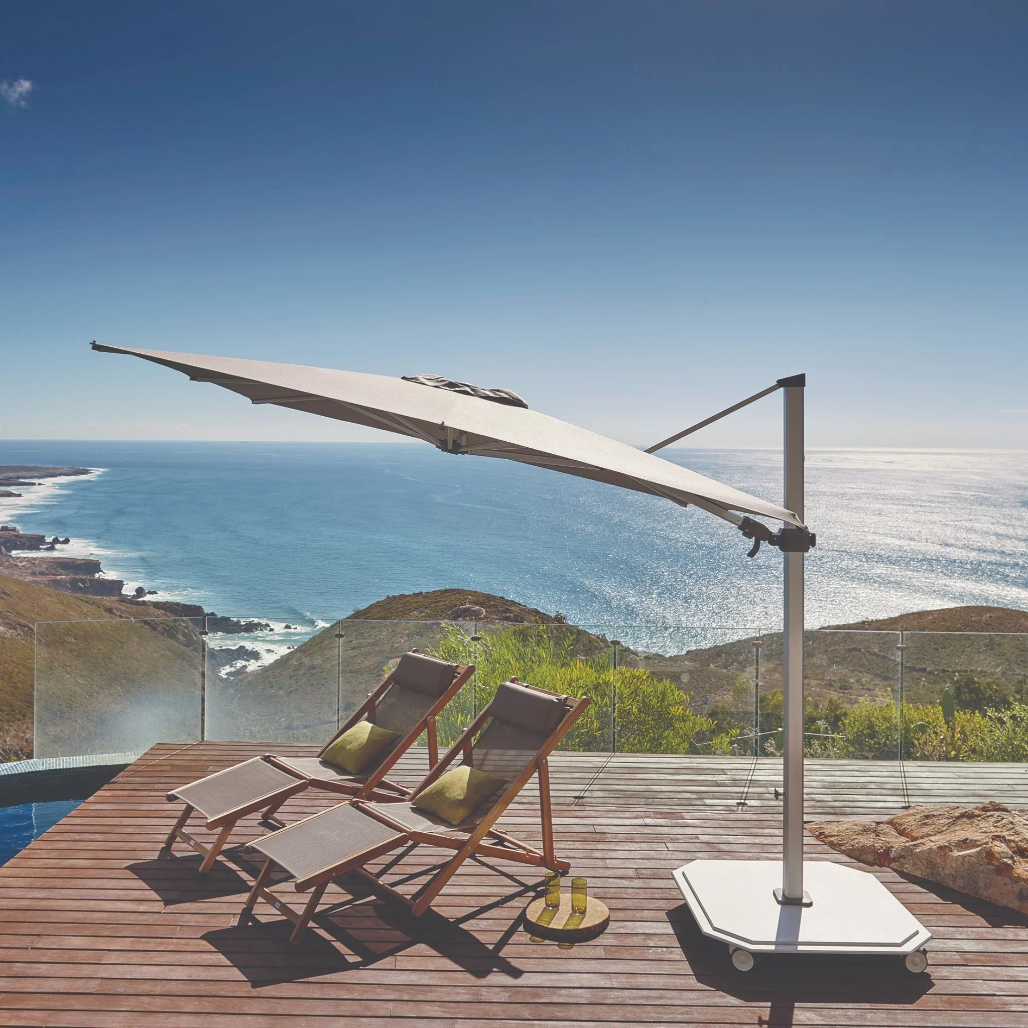 10' Square Aluminum Sidepost Tilt Umbrella