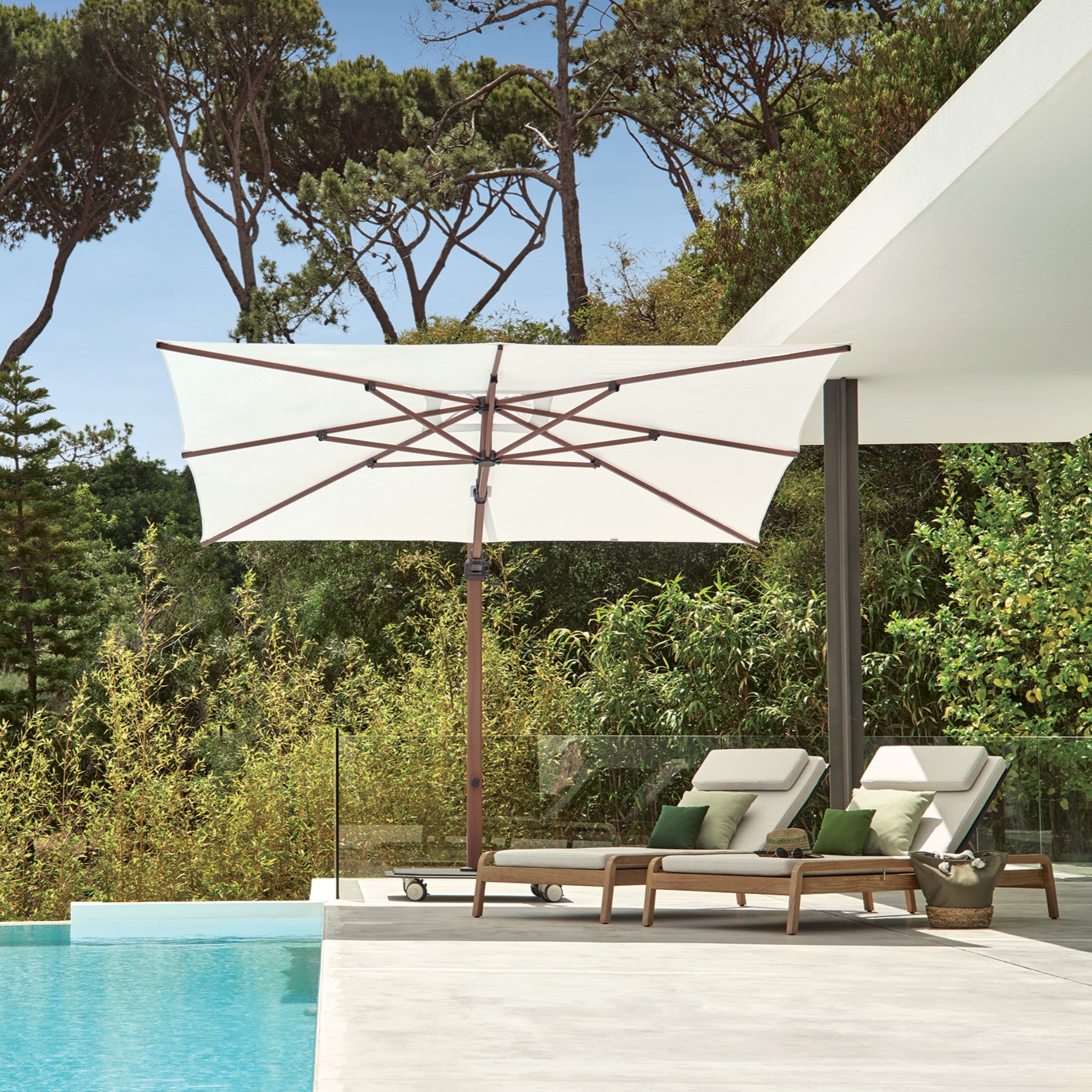 10' Square Aluminum Sidepost Tilt Umbrella