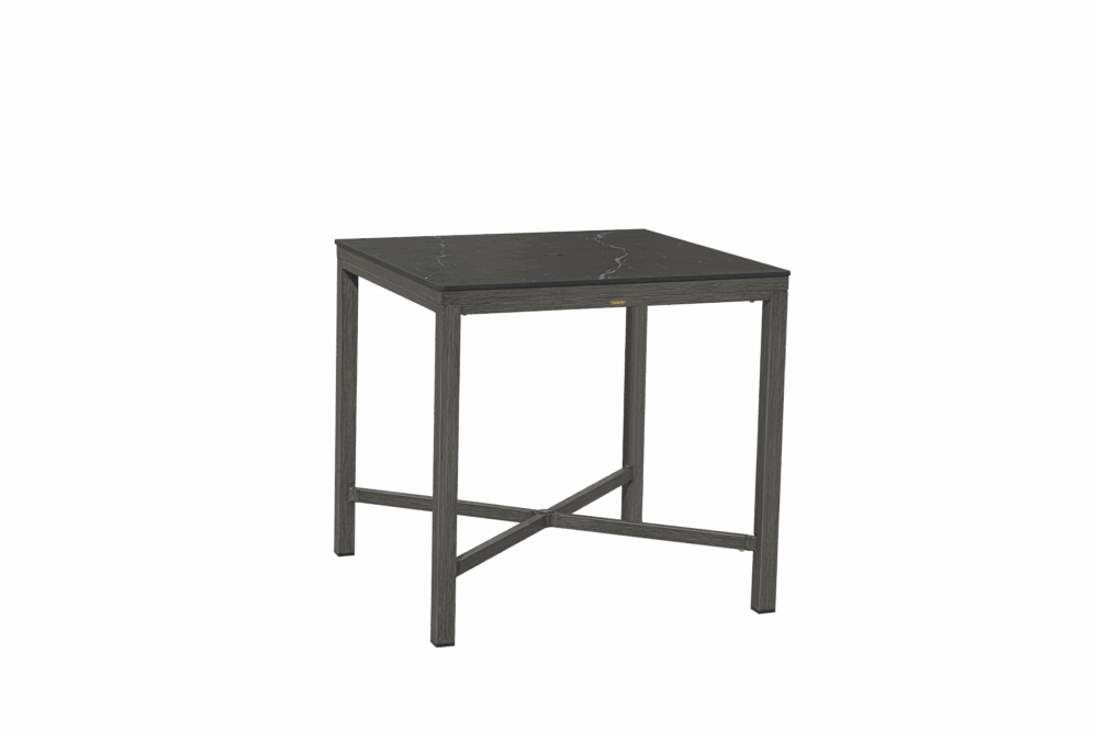 Laguna 39" Square Sintered Stone Counter Table with Umbrella Hole - Pietra Grey/Opal Grey