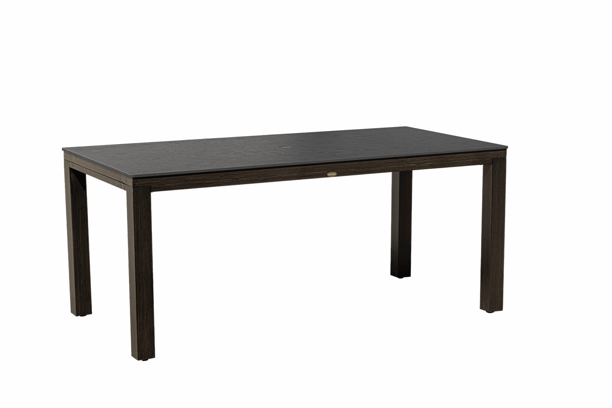 Marbella Laguna 71" x 36" Rectangular Sintered Stone Dining Table with Umbrella Hole - Walnut/Rusty Umber