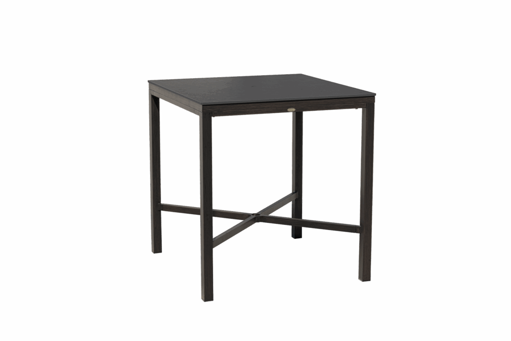 Laguna 39" Square Sintered Stone Bar Table with Umbrella Hole - Walnut/Rusty Umber
