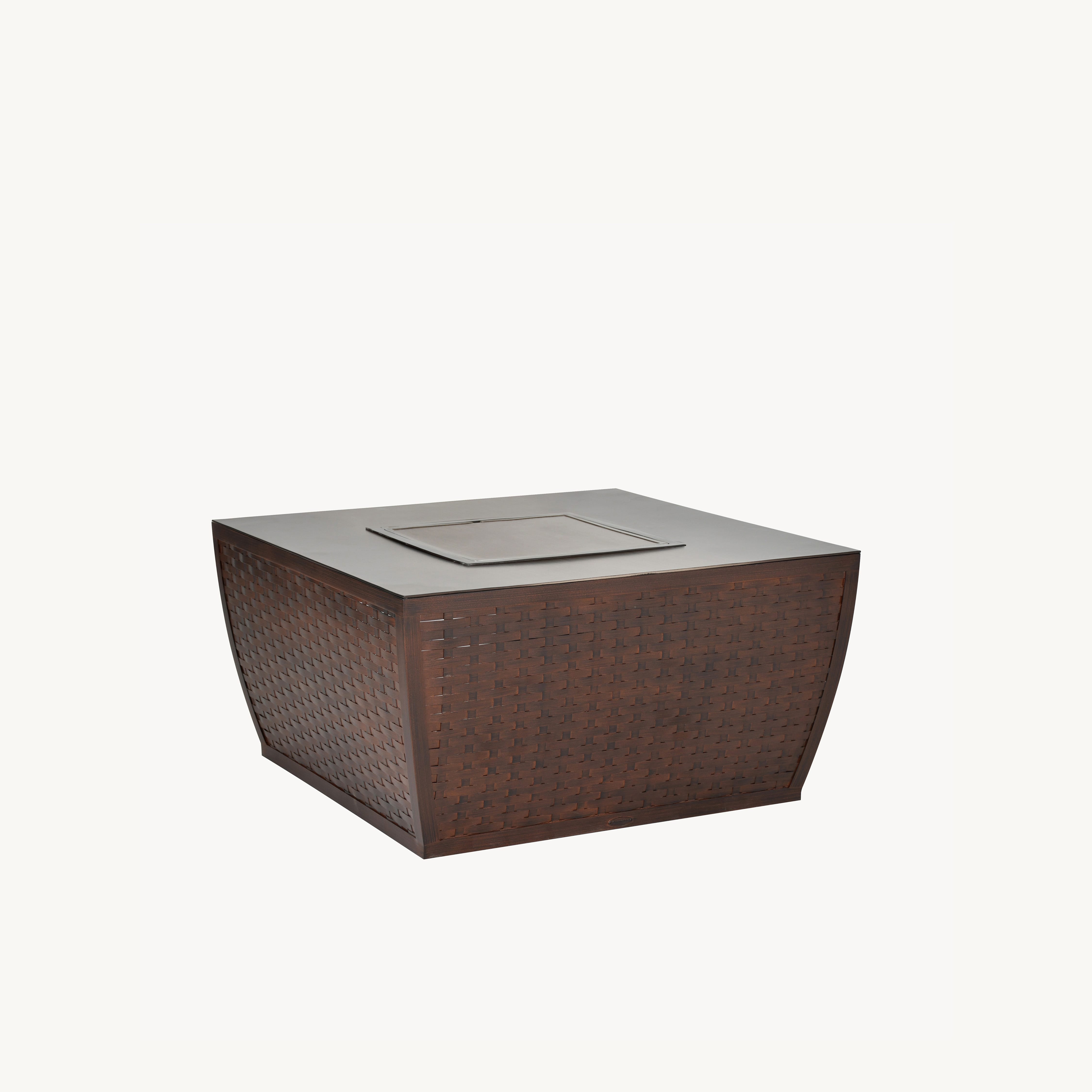 Largo 42" Square Fire Pit Table (Woven Aluminum Sides) C4SF42WL by Castelle