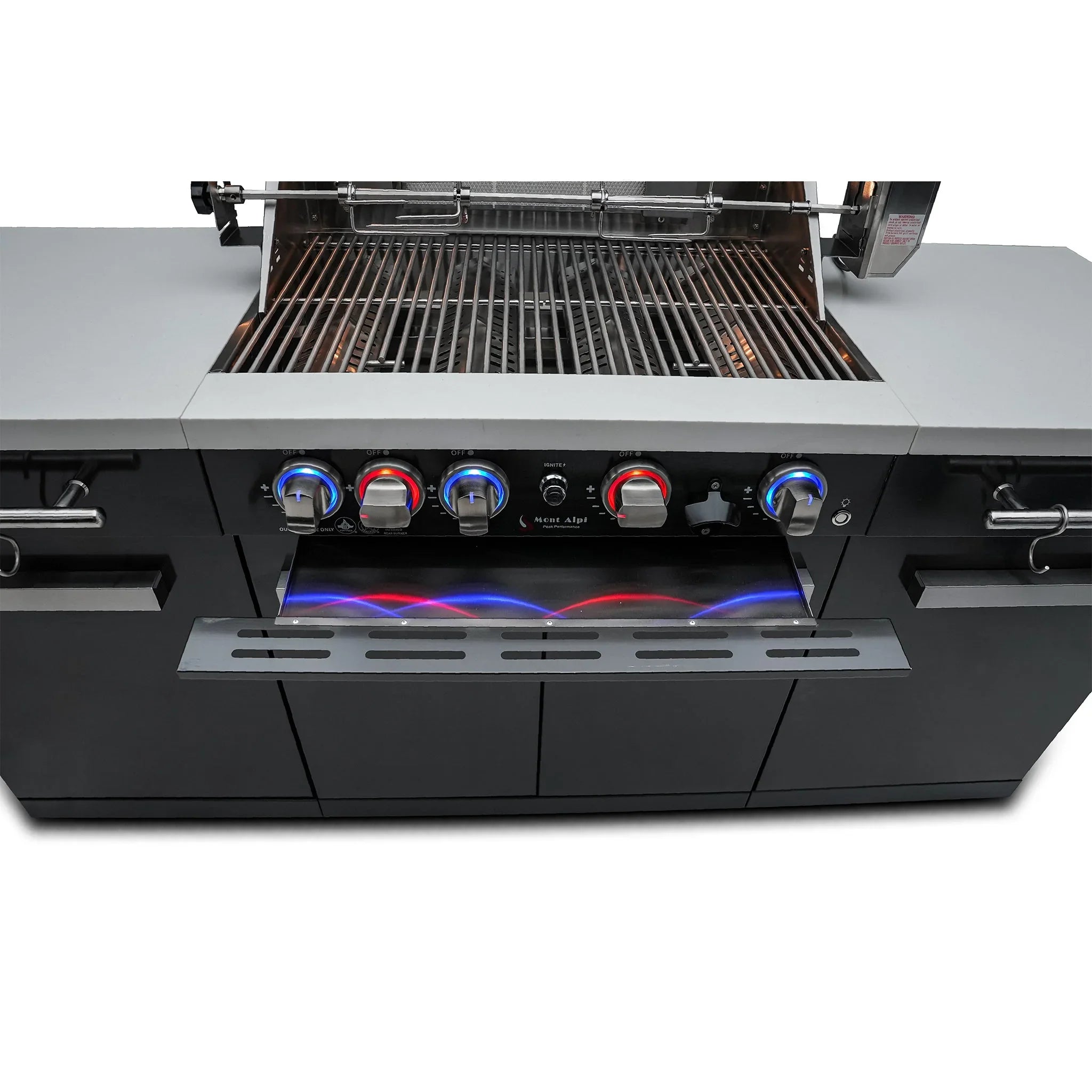 Compact 6 ft. Black Stainless Steel 5-Burner Outdoor Kitchen Island