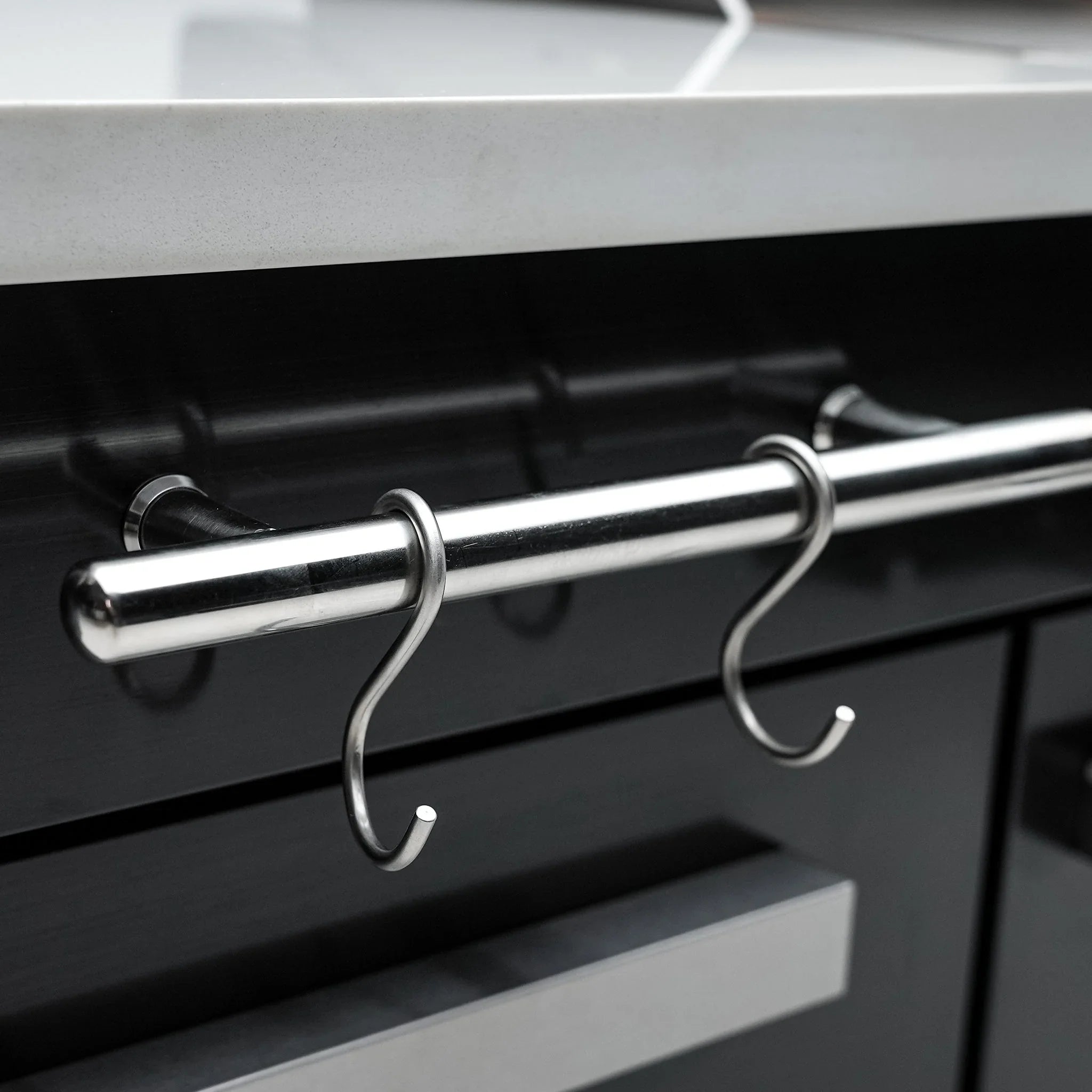 Compact 6 ft. Black Stainless Steel 5-Burner Outdoor Kitchen Island