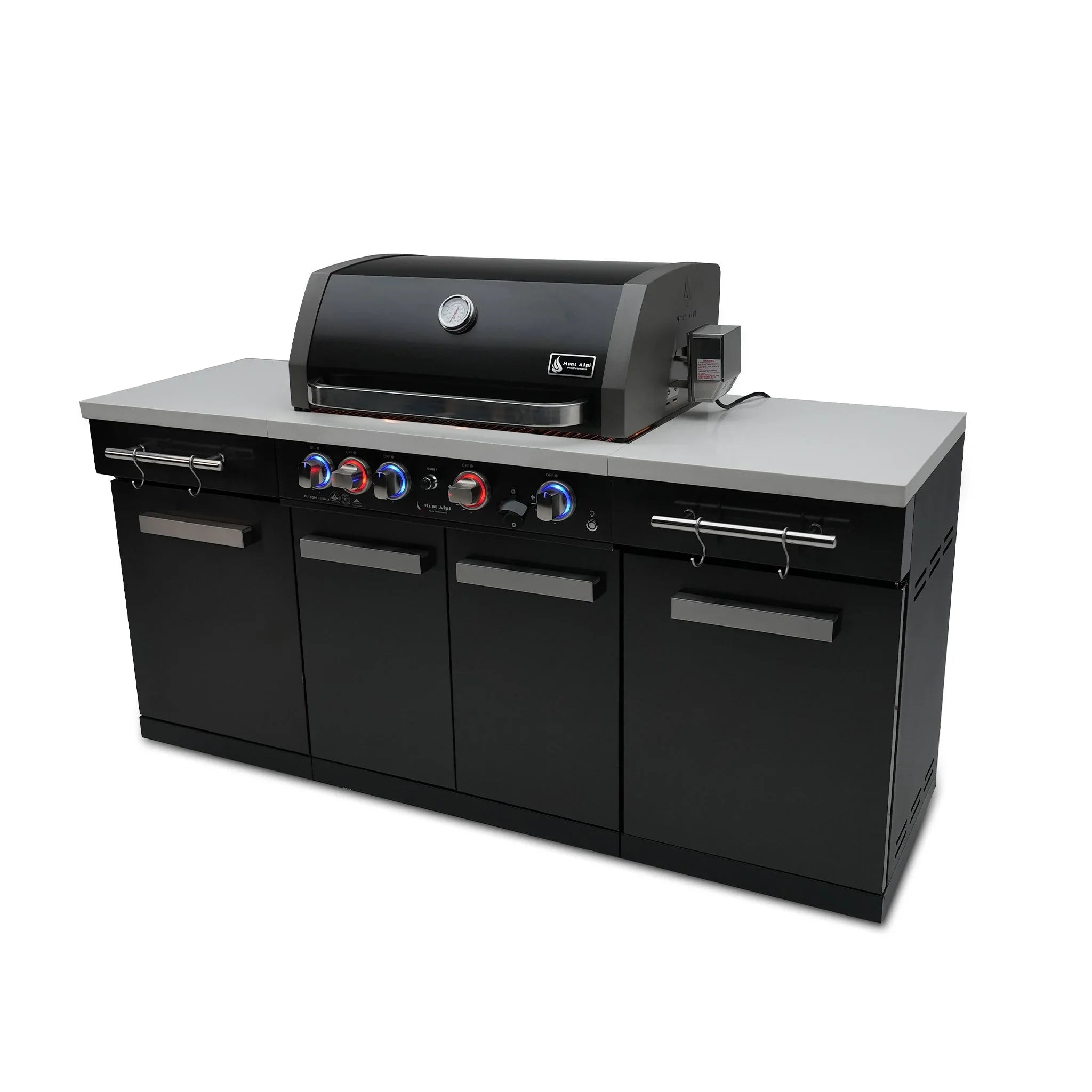 Compact 6 ft. Black Stainless Steel 5-Burner Outdoor Kitchen Island
