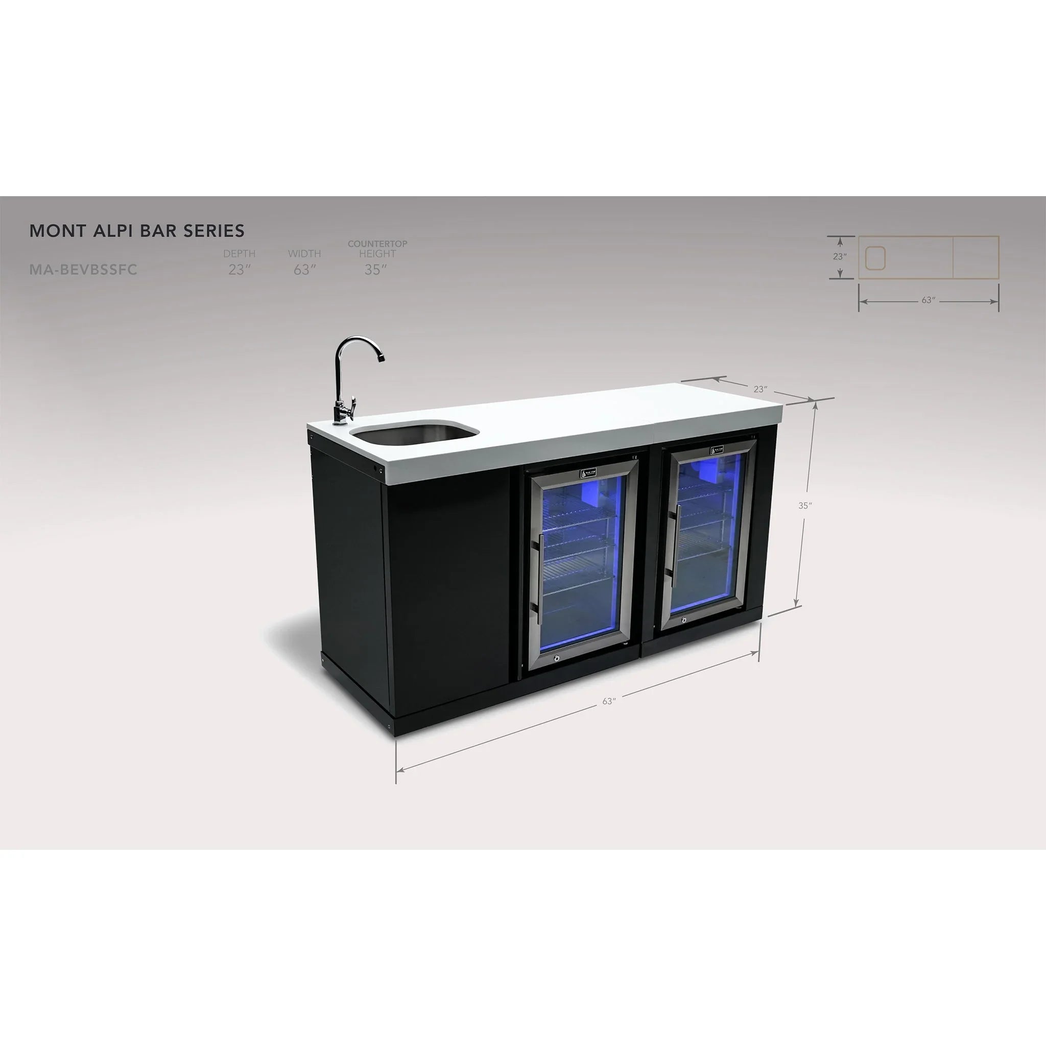 Black Stainless Steel Beverage Center and Fridge Cabinet