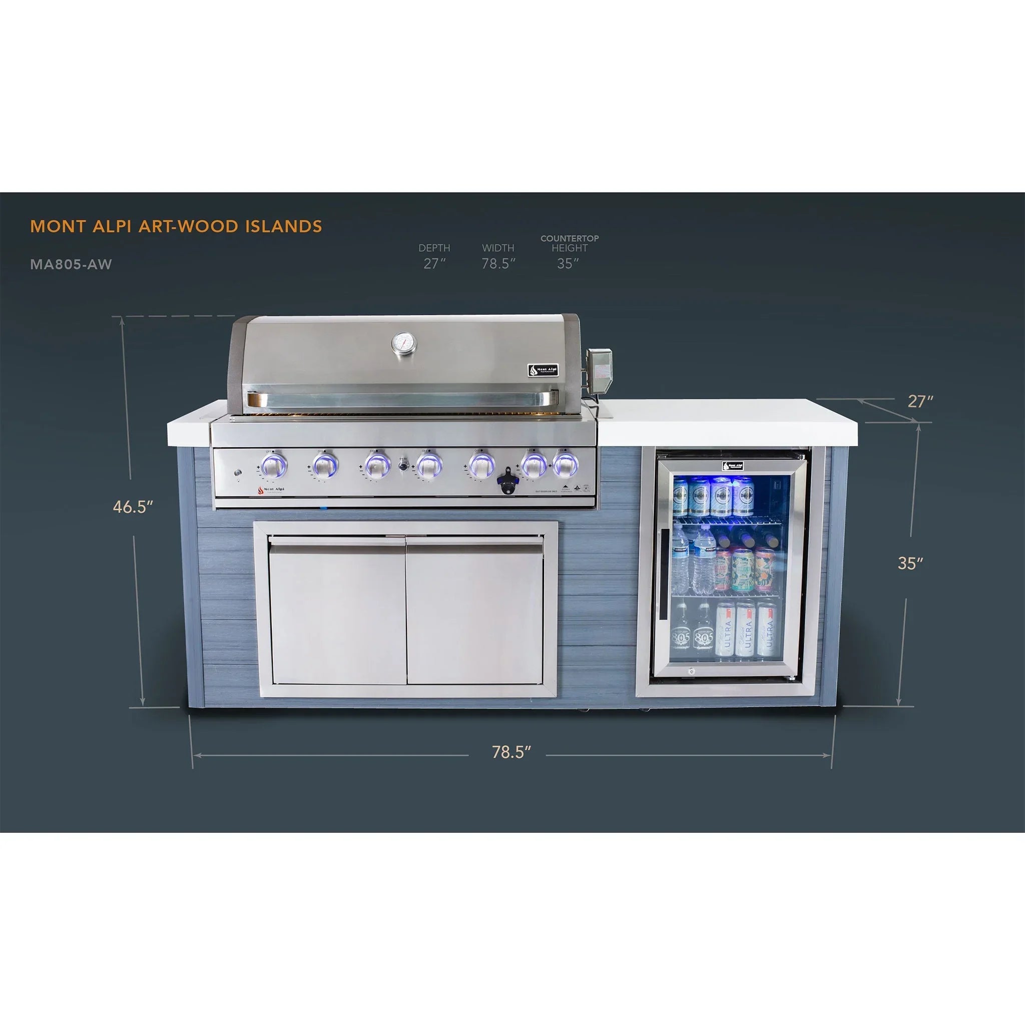 Artwood 6.5 ft. HDPE 6-Burner Outdoor Kitchen Island