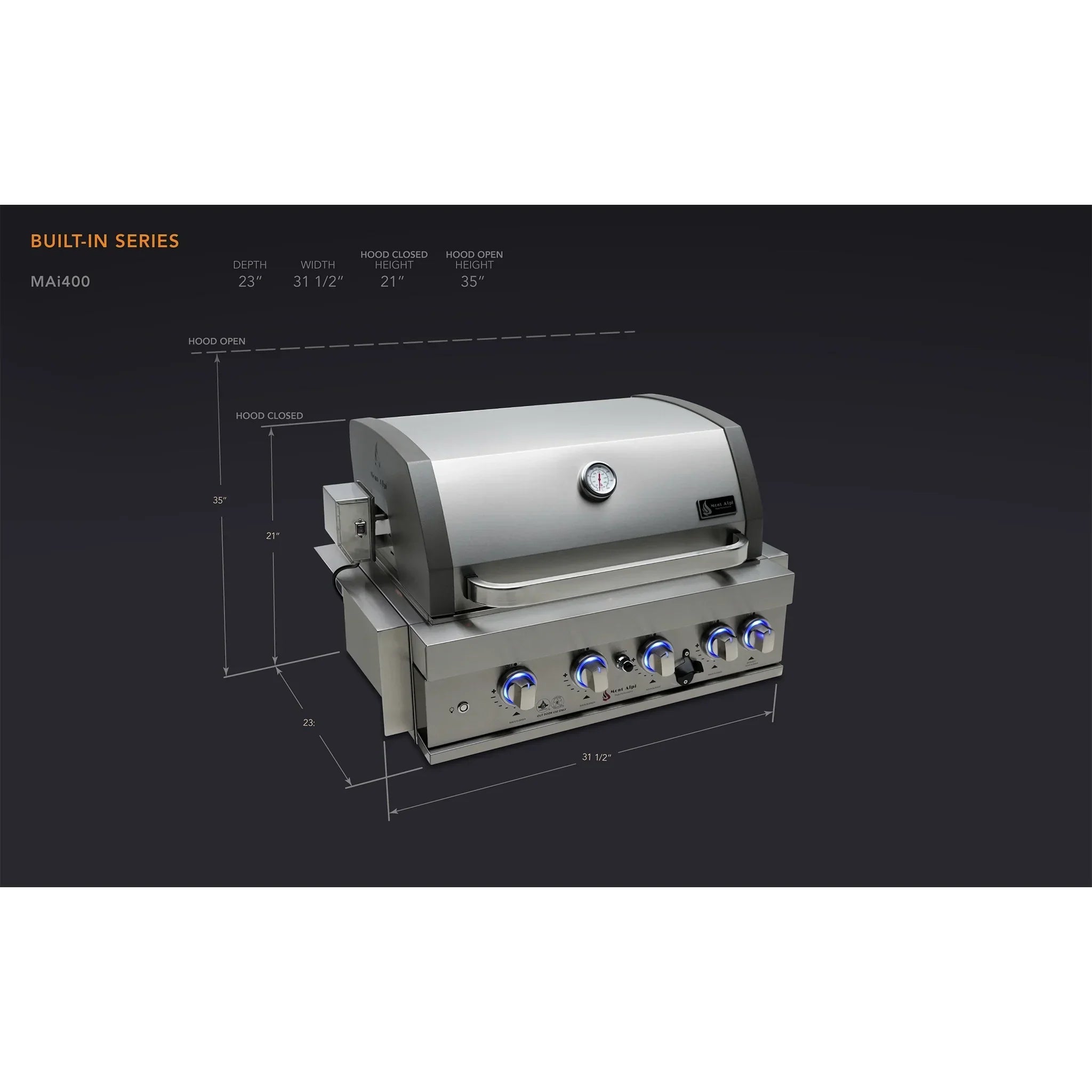400 32" Stainless Steel 4-Burner Built-In Grill