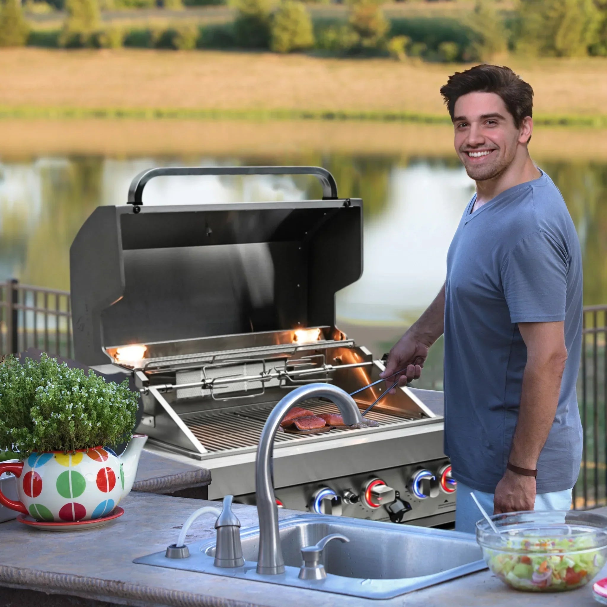 805 44" Stainless Steel 6-Burner Built-In Grill